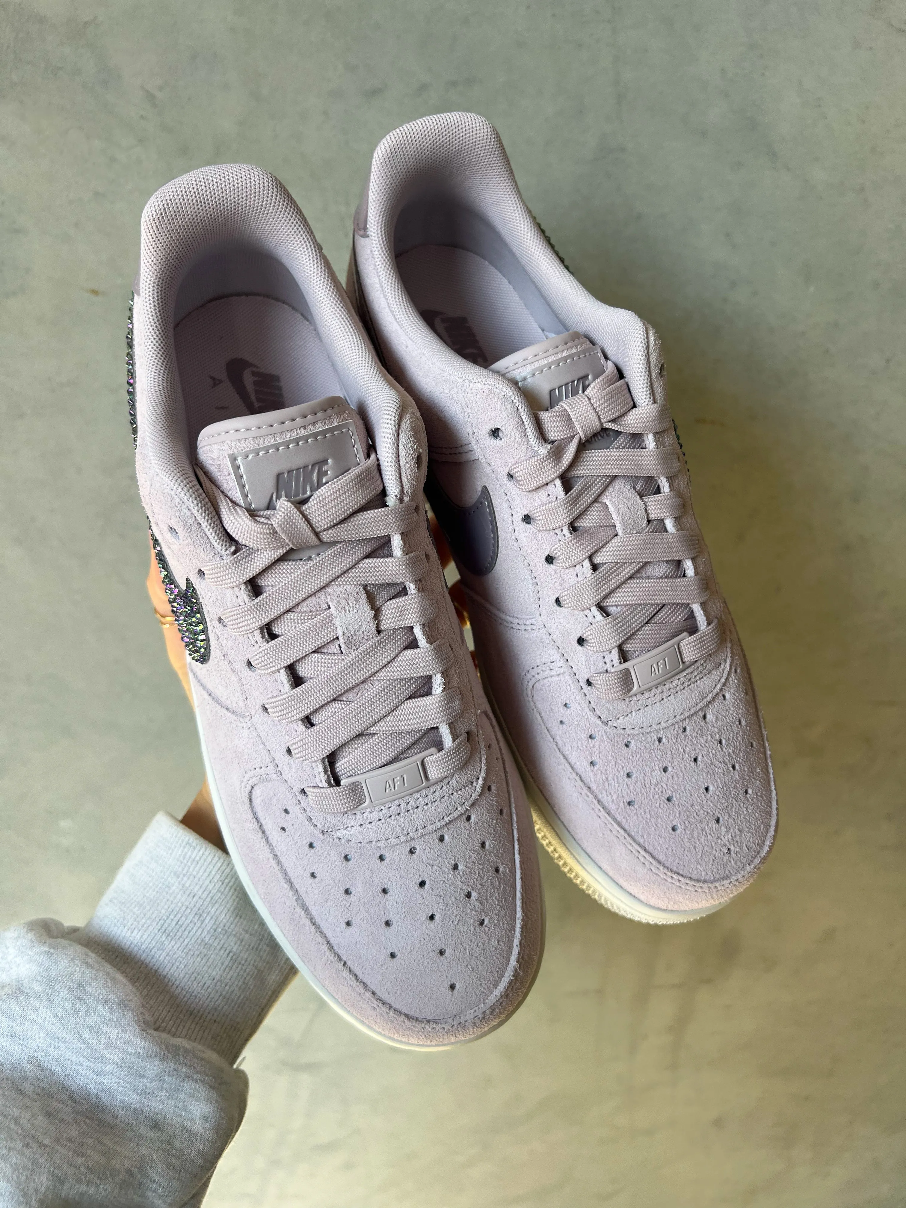 Stroll Ready Lilac Iridescent Suede Swarovski Womens Nike Air Force One