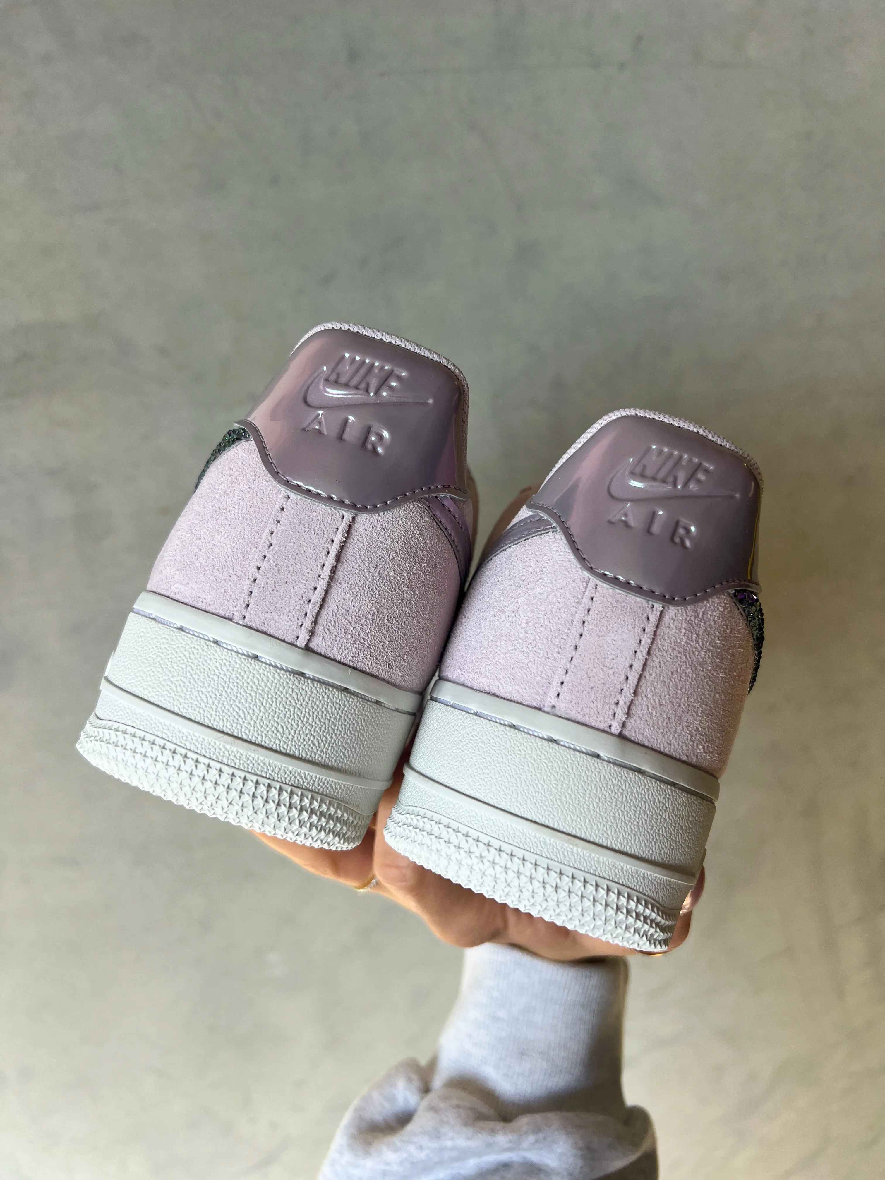 Lilac Iridescent Suede Swarovski Womens Nike Air Force One Spring Walk Urban Choice