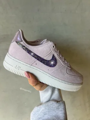 Rubber   sole Street Scene Lilac Iridescent Suede Swarovski Womens Nike Air Force One