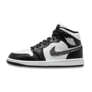 Anti   Slip Outsole Iconic Style Limited Edition Air Jordan 1 Women Mid (Black/White)