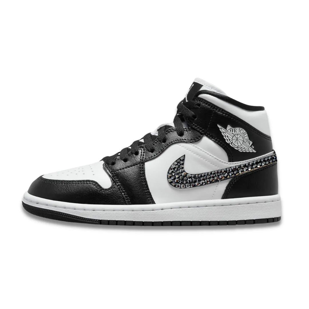 Anti   Slip Outsole Iconic Style Limited Edition Air Jordan 1 Women Mid (Black/White)