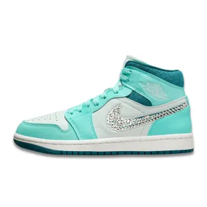 Limited Edition Air Jordan 1 Women Mid (Teal/White) Adaptive Form Lateral Support Frame