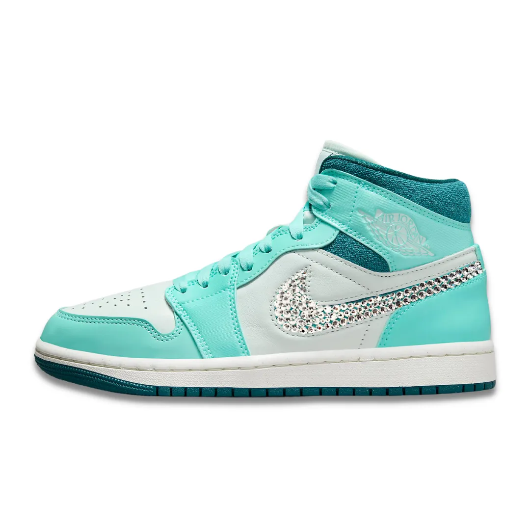 Limited Edition Air Jordan 1 Women Mid (Teal/White) All-Purpose Style Balance Motion