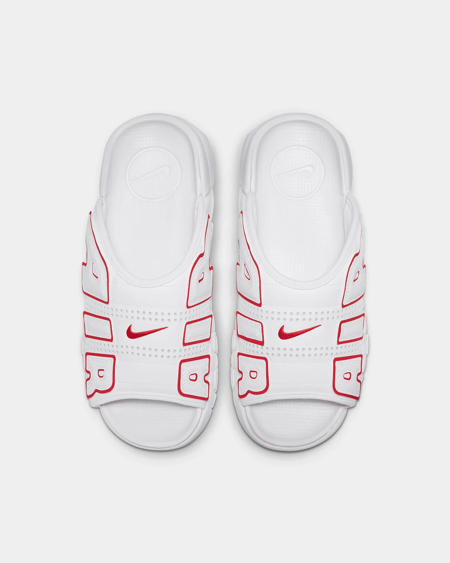 Nike Air More Uptempo Slides White/University Red Meta Move Sky View