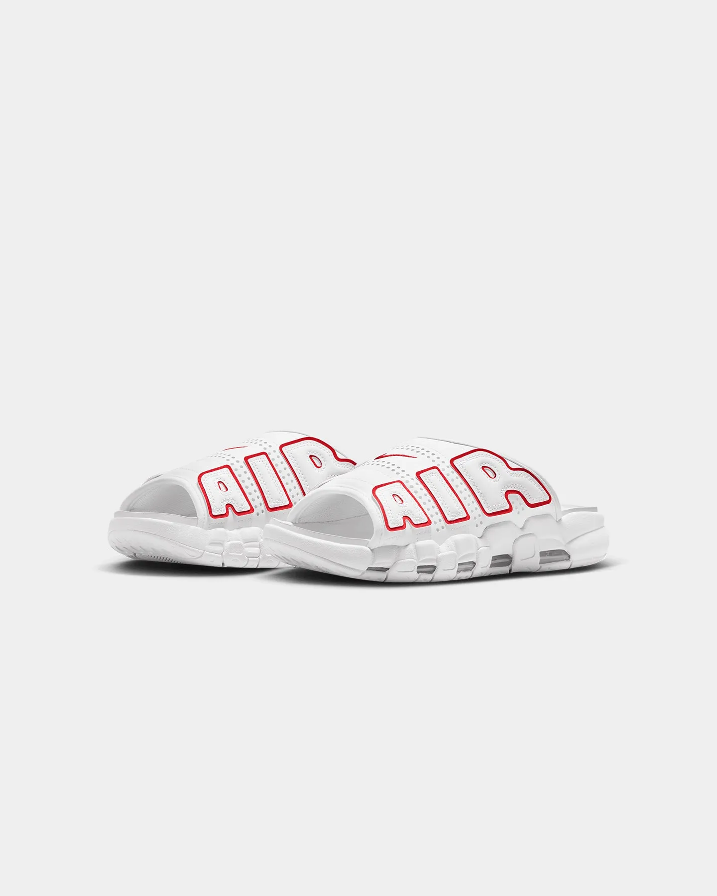 Angel Glow Sea Breeze Nike Air More Uptempo Slides White/University Red
