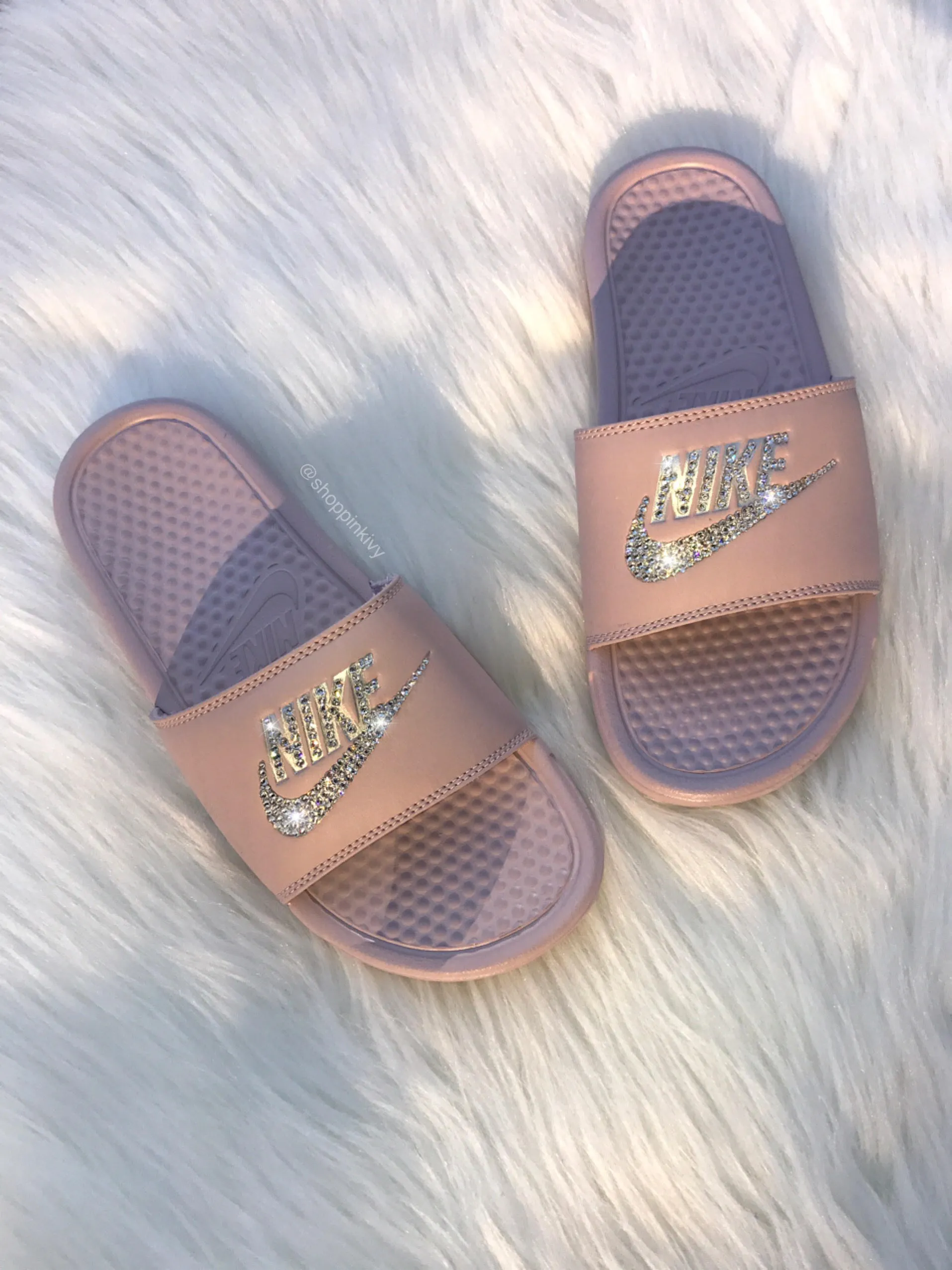 Mauve Swarovski Nike Slide Sandals Summit Hike Daily Outfit