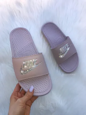Function Meets synthetic leather Mauve Swarovski Nike Slide Sandals