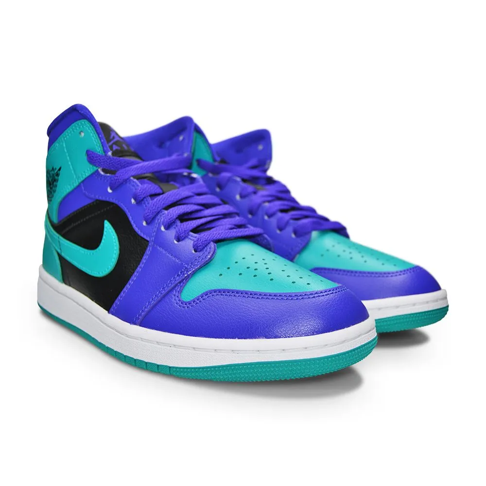 Extended Game Support Womens Nike Air Jordan 1 Mid "Black Grape" - BQ6472 502 - Dk Concrd New Emrld Bk