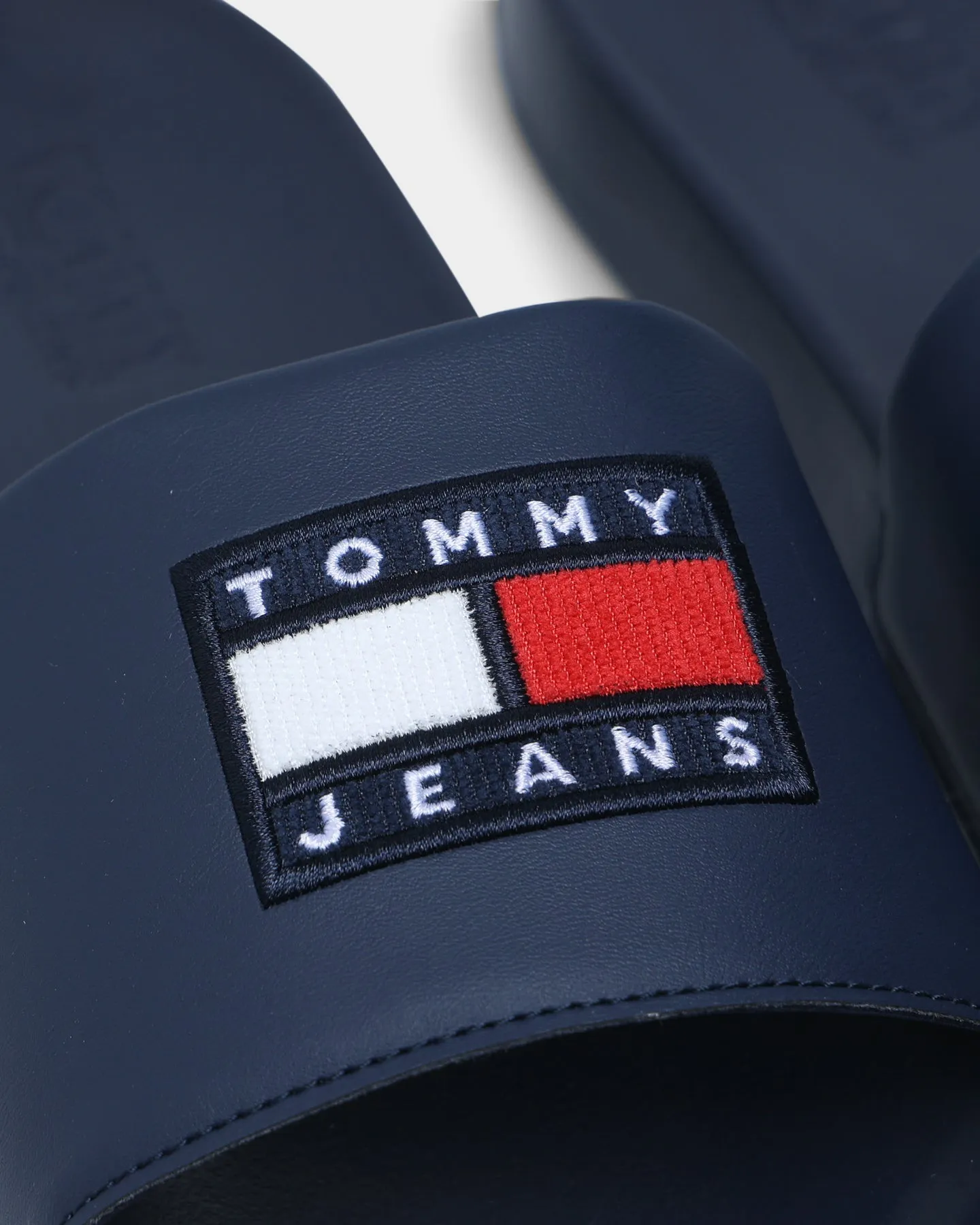 Tommy Jeans Corduroy Patch Pool Slide Twilight Navy Grip Strong