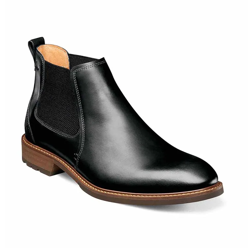Chic Accent Comfy Layer Men's Lodge Plain Toe Black Crazy Horse