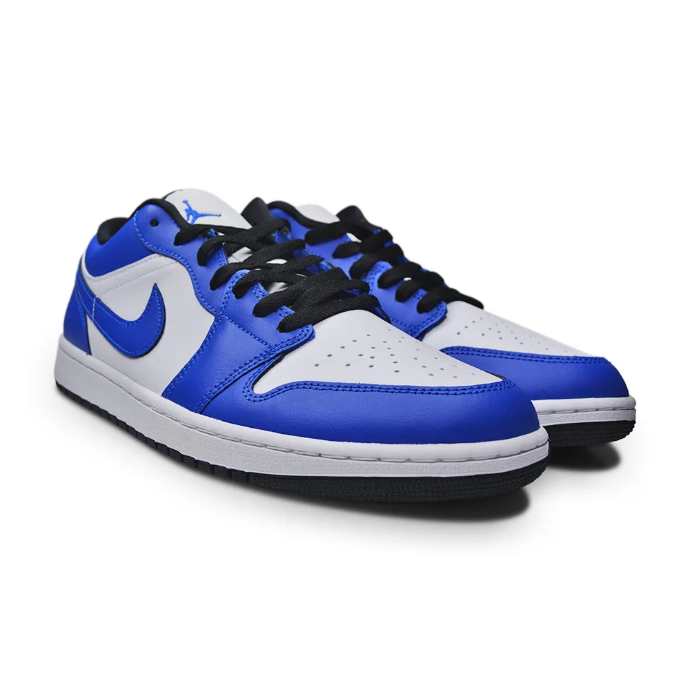 Mens Nike Air Jordan 1 Low White hyper royal black Cross Ventilation Ports Fast Dribble