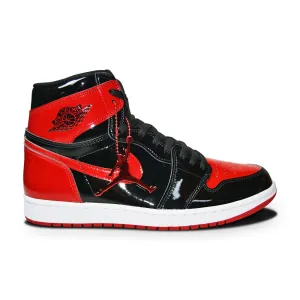 Mens Nike Air Jordan 1 Retro  High OG "Bred Patent" 555088 063 Black Varsity Red CushionedSole Responsive Cushion