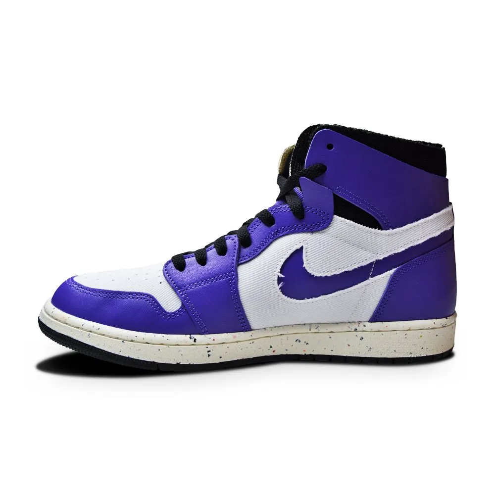 Men's Nike Air Jordan 1 Zoom Air CMFT - CT0978 501 - Dark Iris White Black Sail Dual Density Foam Layers Shock Dispersing Heel Cup