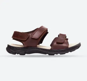 Mens Wide Fit James Leather Sandals by Tredd Well - Brown Running