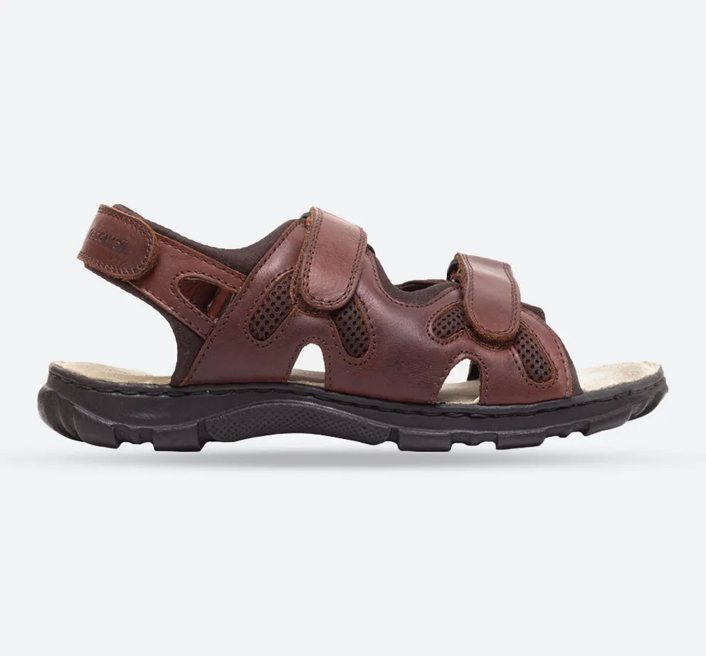 Mens Wide Fit Sandals Ashley Sandals by Tredd Well - Brown Easy Entry Comfortable Yet Stylish