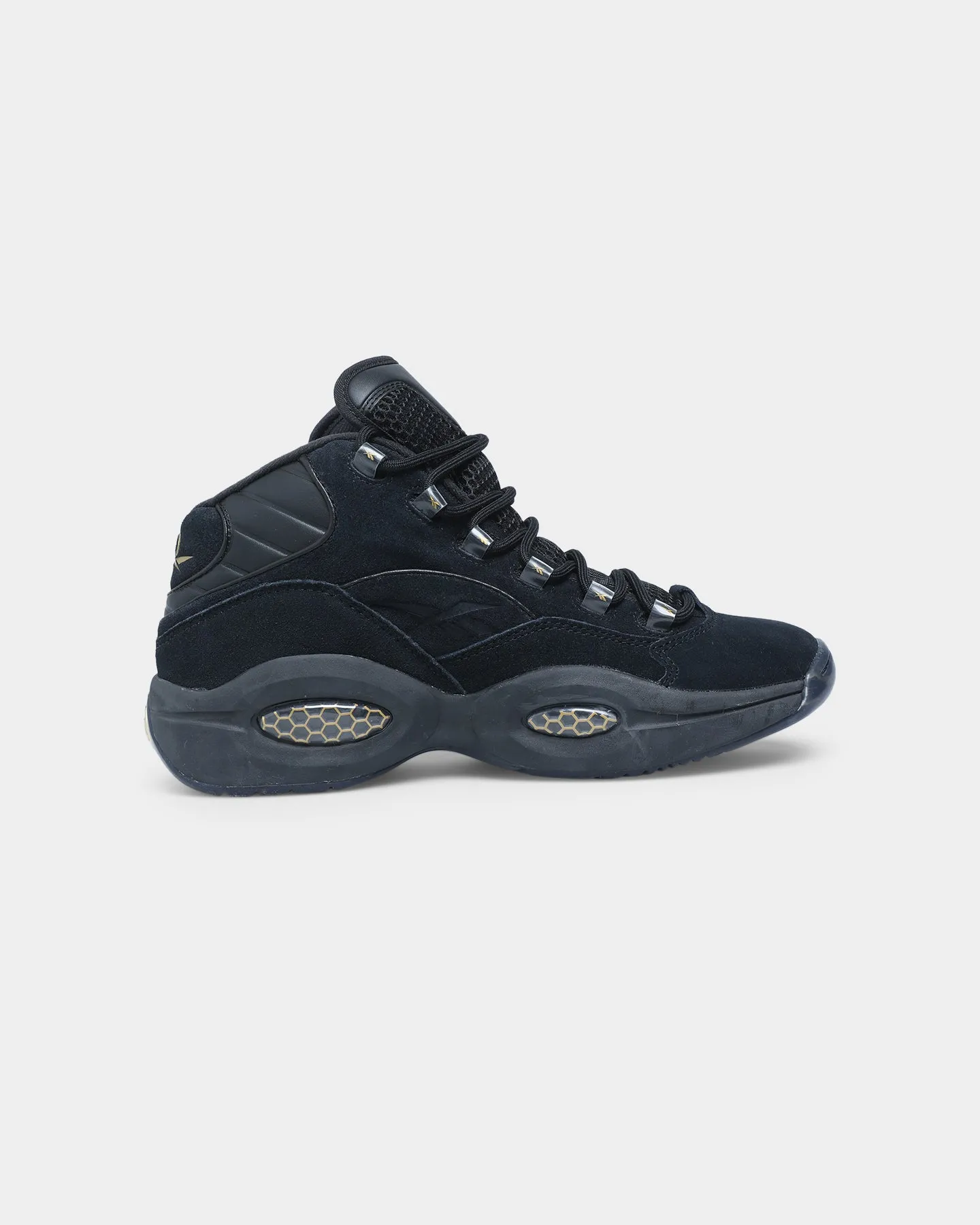 New Drop Comfortable Reebok Question Mid Black/Black/Gold