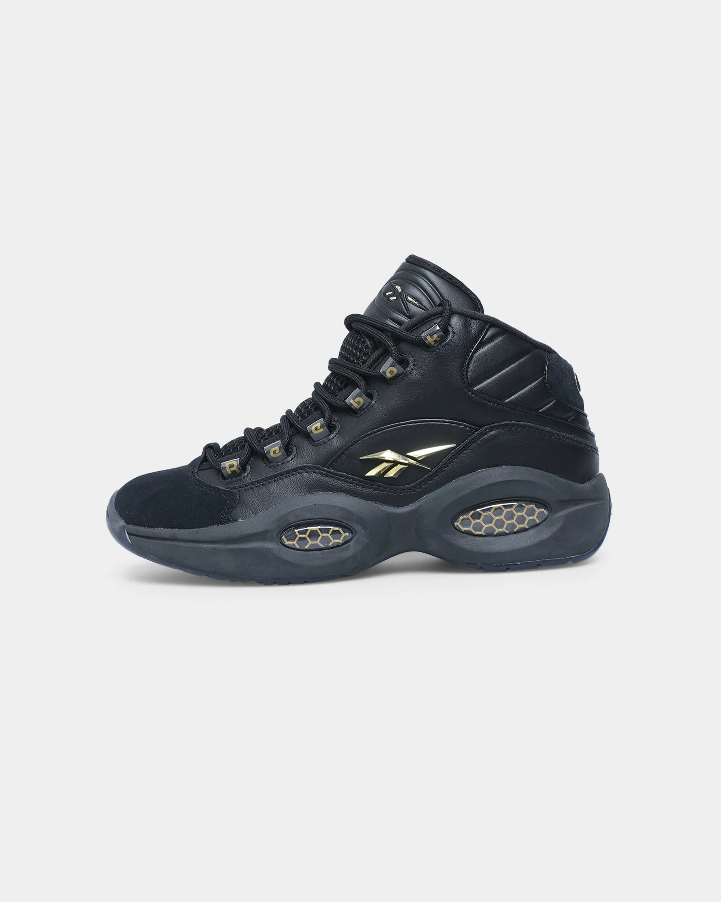 Reebok Question Mid Black/Black/Gold Heat Guard Fight Mode