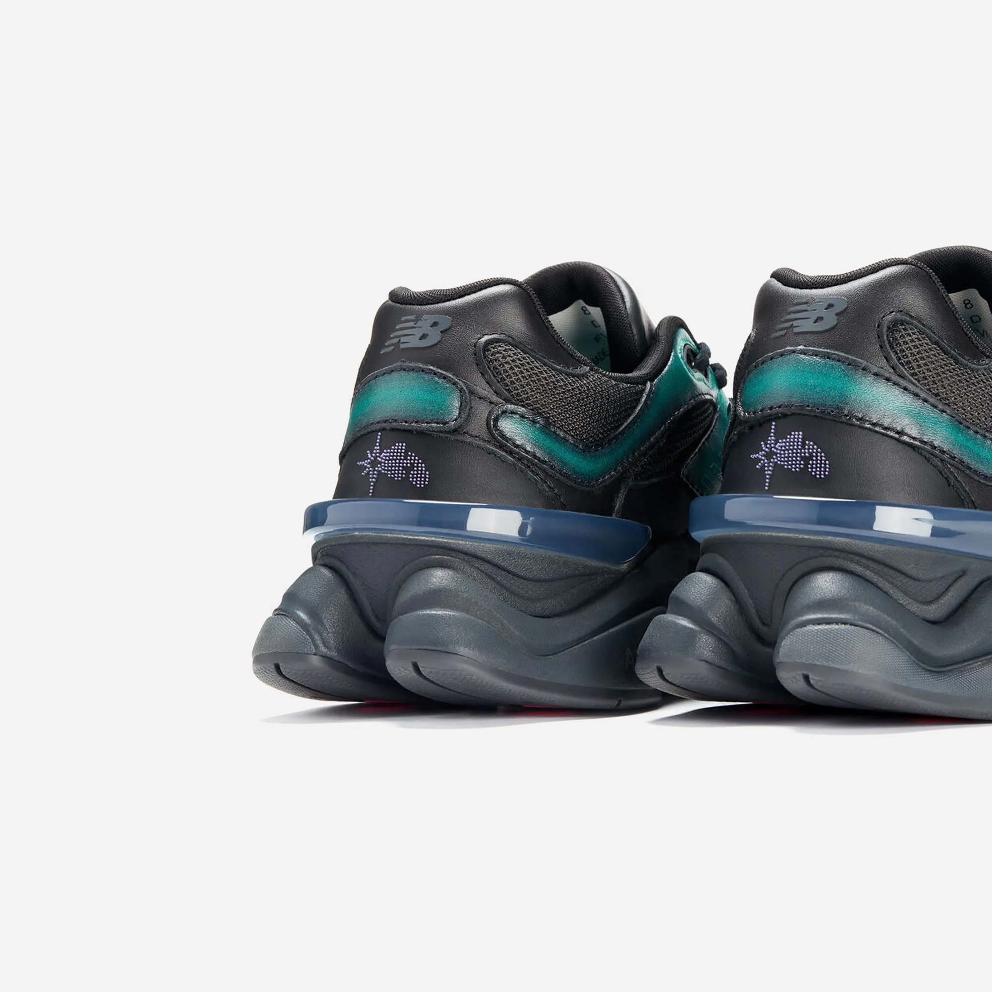 sprint running shoes New Balance 9060 Mowalola Burglarwear Black Teal Pink