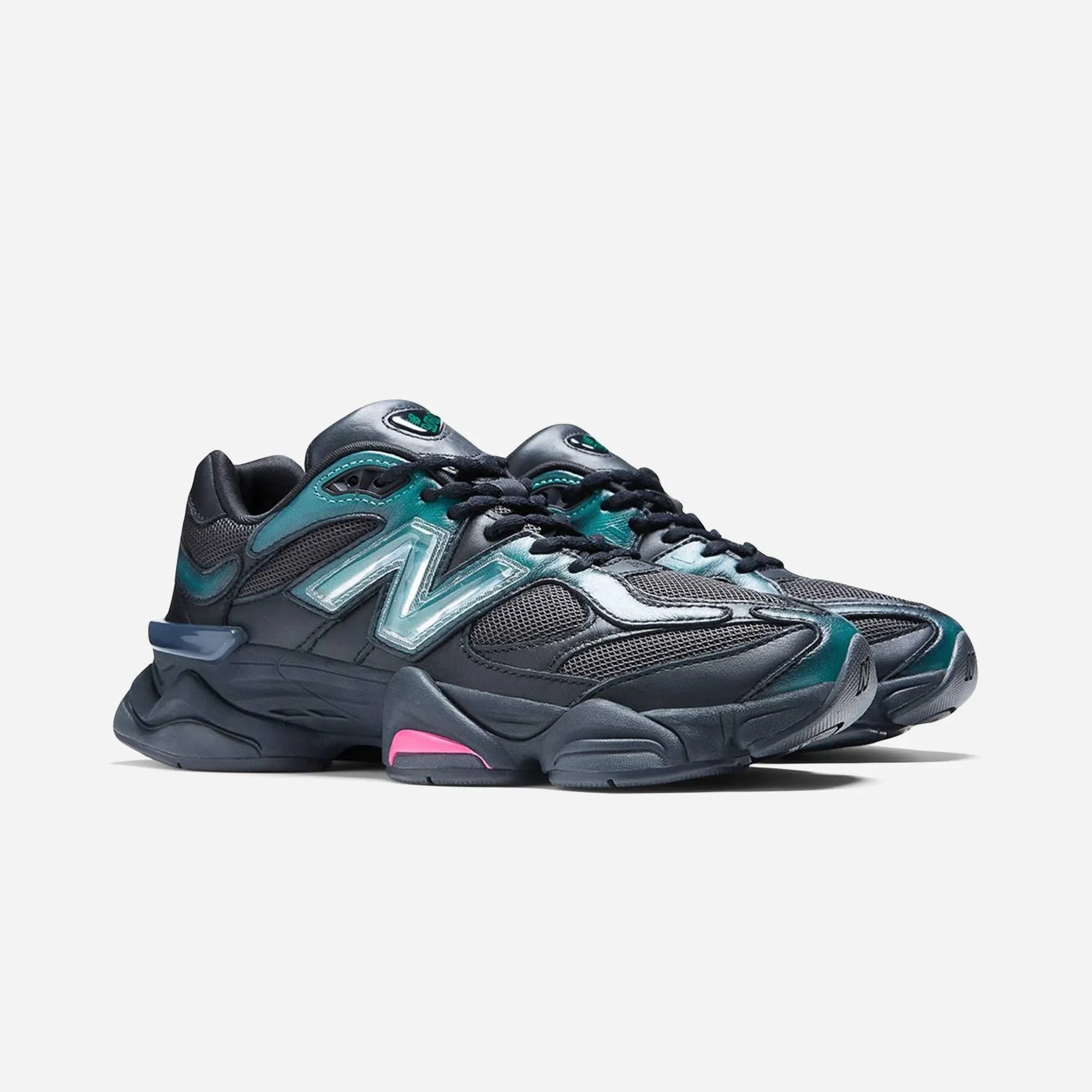 New Balance 9060 Mowalola Burglarwear Black Teal Pink Light - weight laces