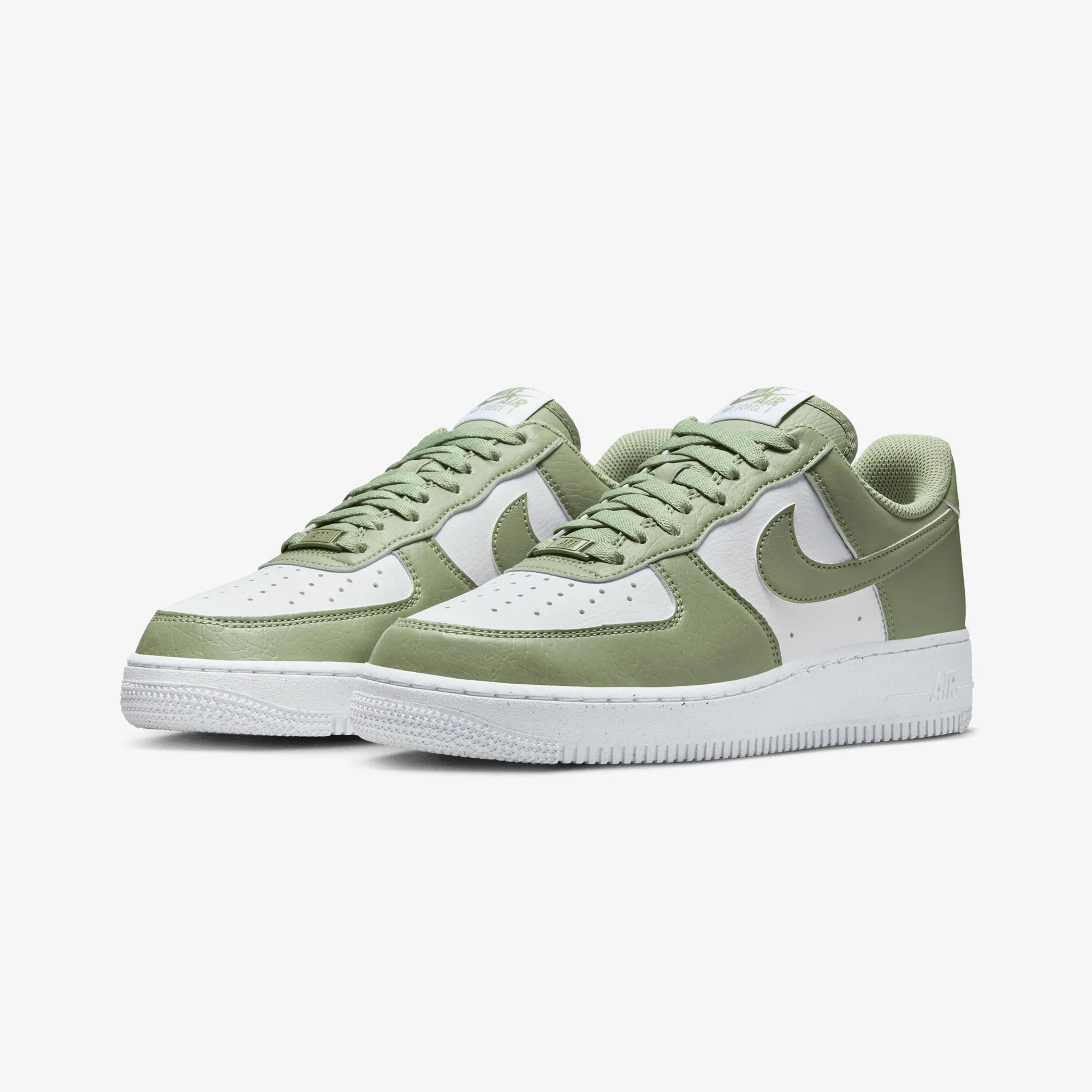 sports Rubberized Heel Guard NIKE | AIR FORCE 1 '07 NEXT NATURE { WHITE/OIL GREEN-WHITE