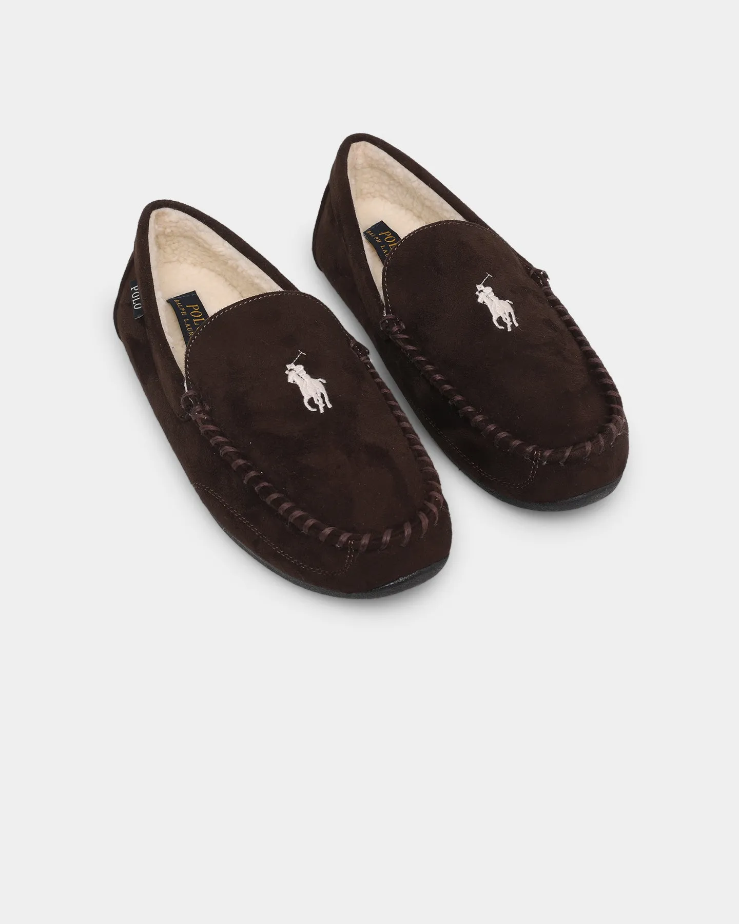 Polo Ralph Lauren Declan Slippers Chocolate/Cream Sweat Resistant Frequent Travelers