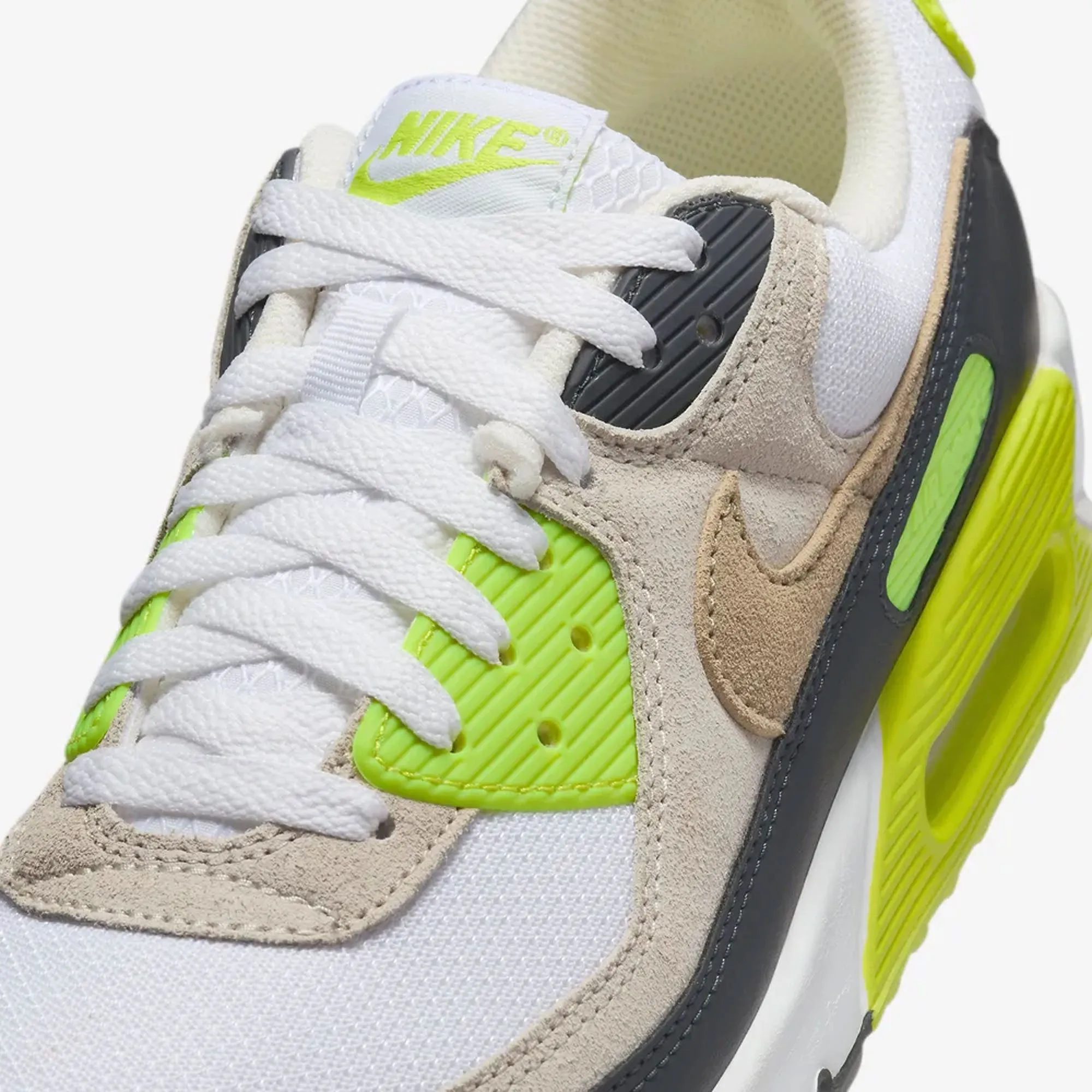 NIKE | AIR MAX 90 { WHITE/KHAKI-CYBER-DK SMOKE GREY Total Fit