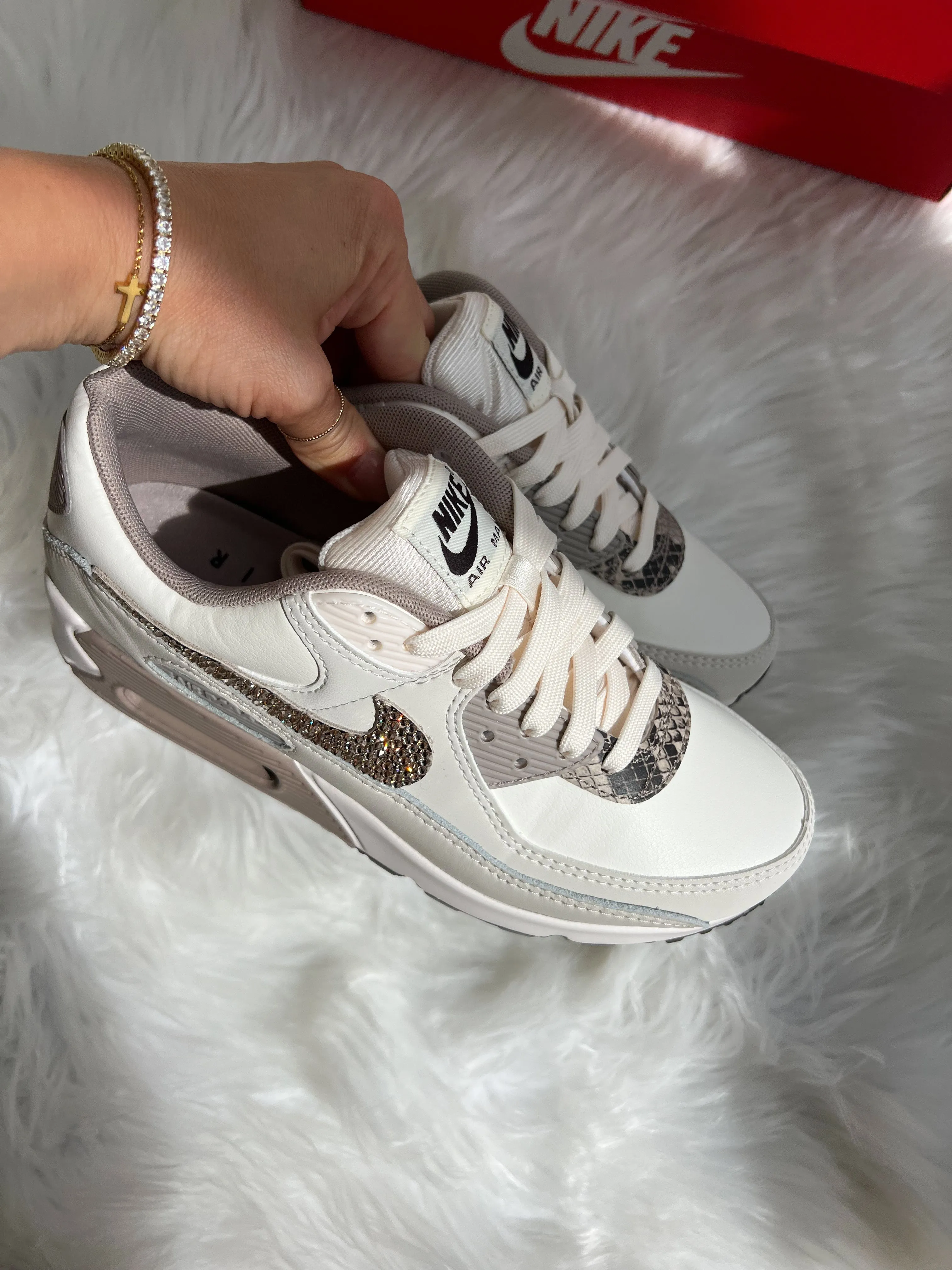 Foot Freedom Drill Hike Neutral Animal Print Swarovski Womens Nike Air Max 90