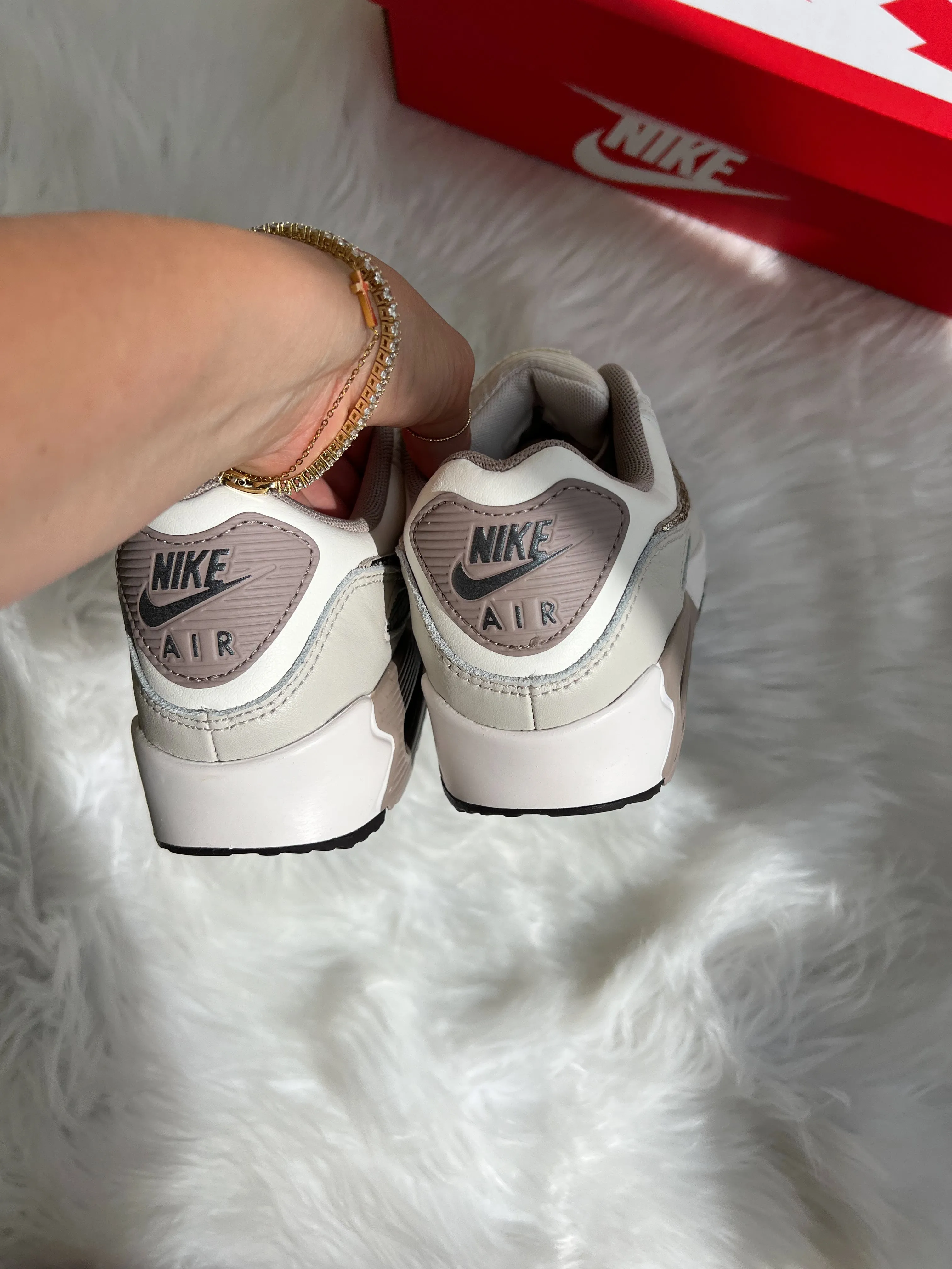 Neutral Animal Print Swarovski Womens Nike Air Max 90 Travel Shoes