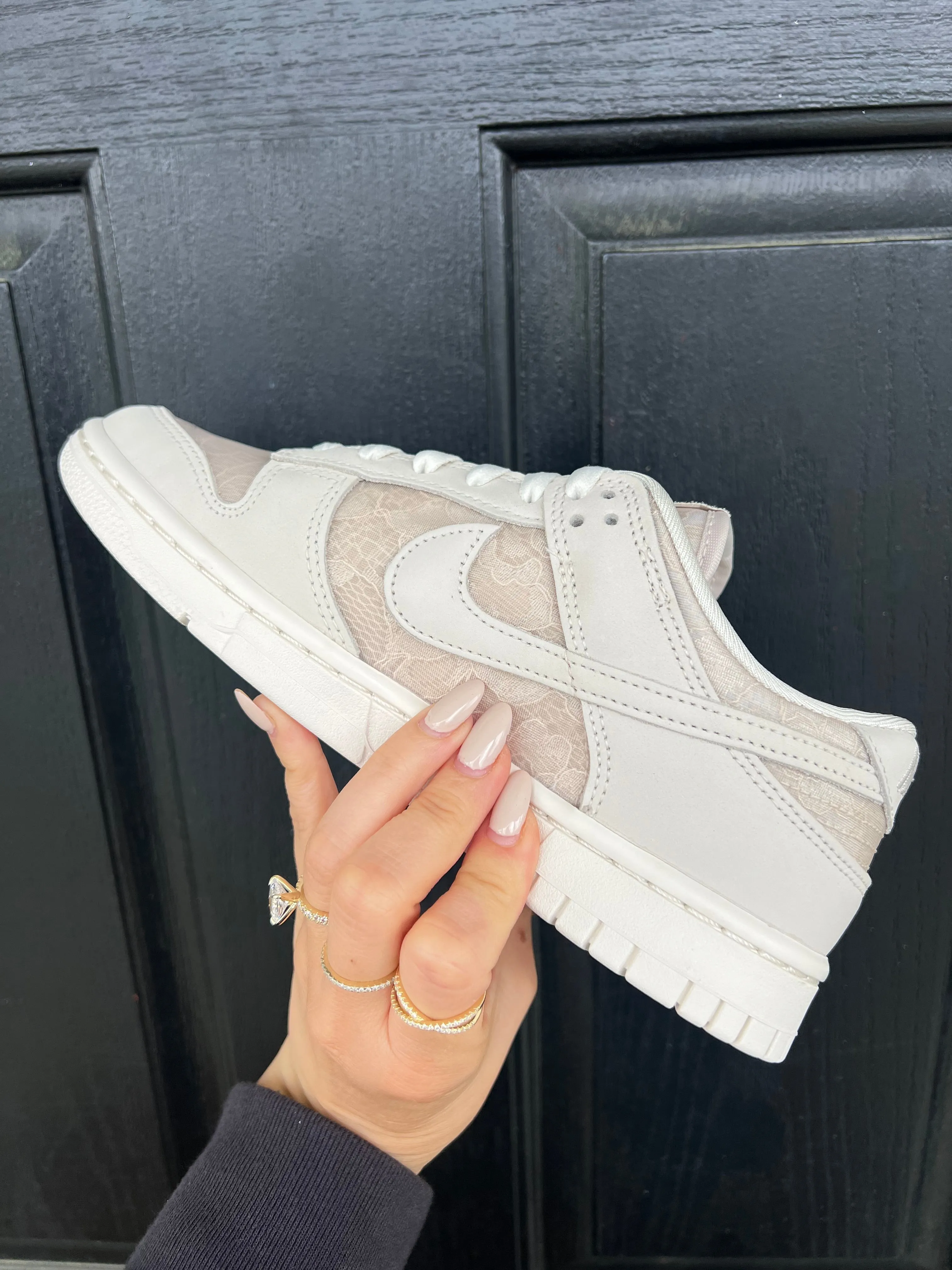 Smile Step Neutral Lace Special Edition Swarovski Womens Nike Dunk Shoes