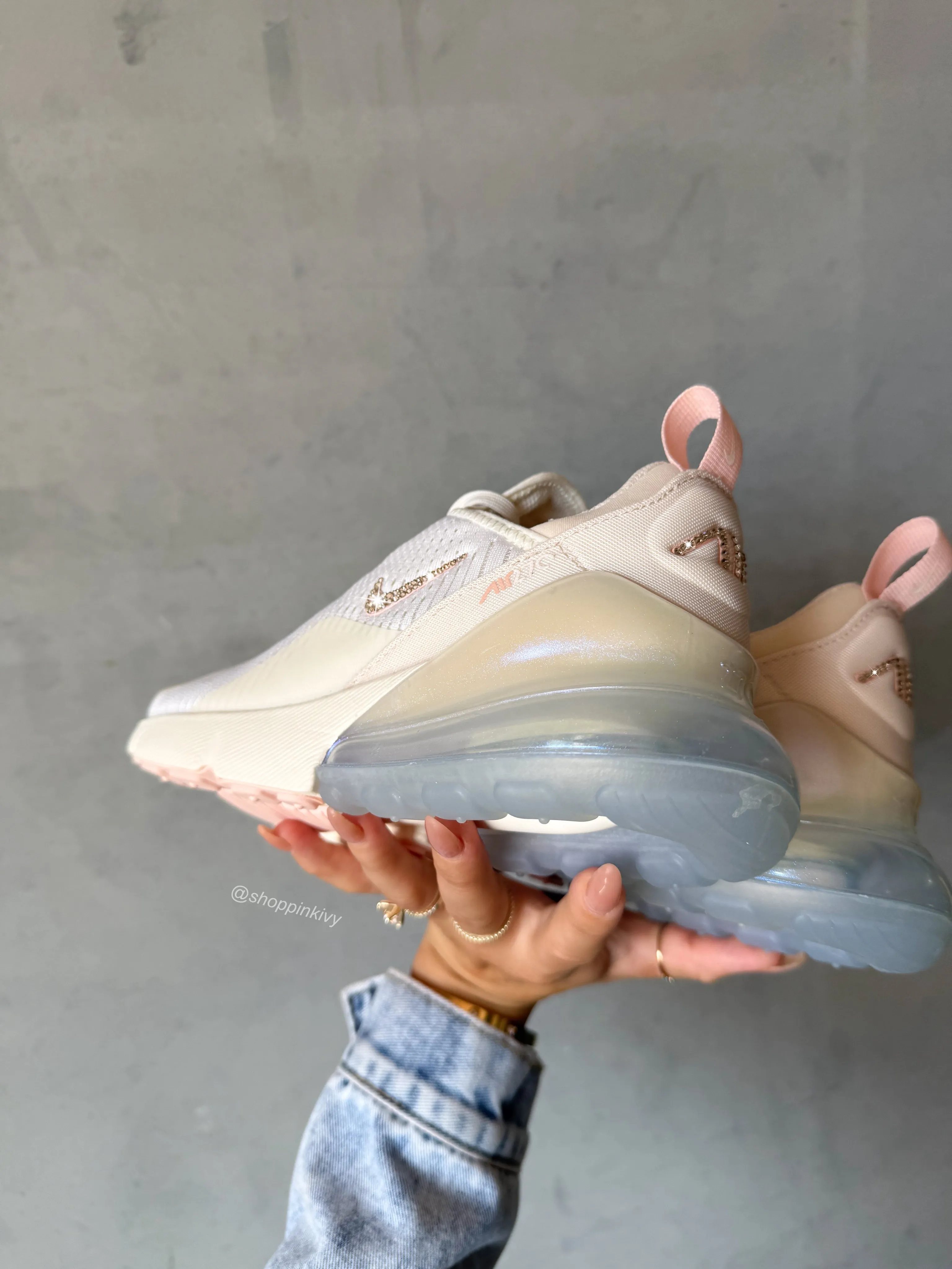 Walk Time ?NEW?Pearl Shimmer Swarovski Women's Nike Shoes Air Max 270