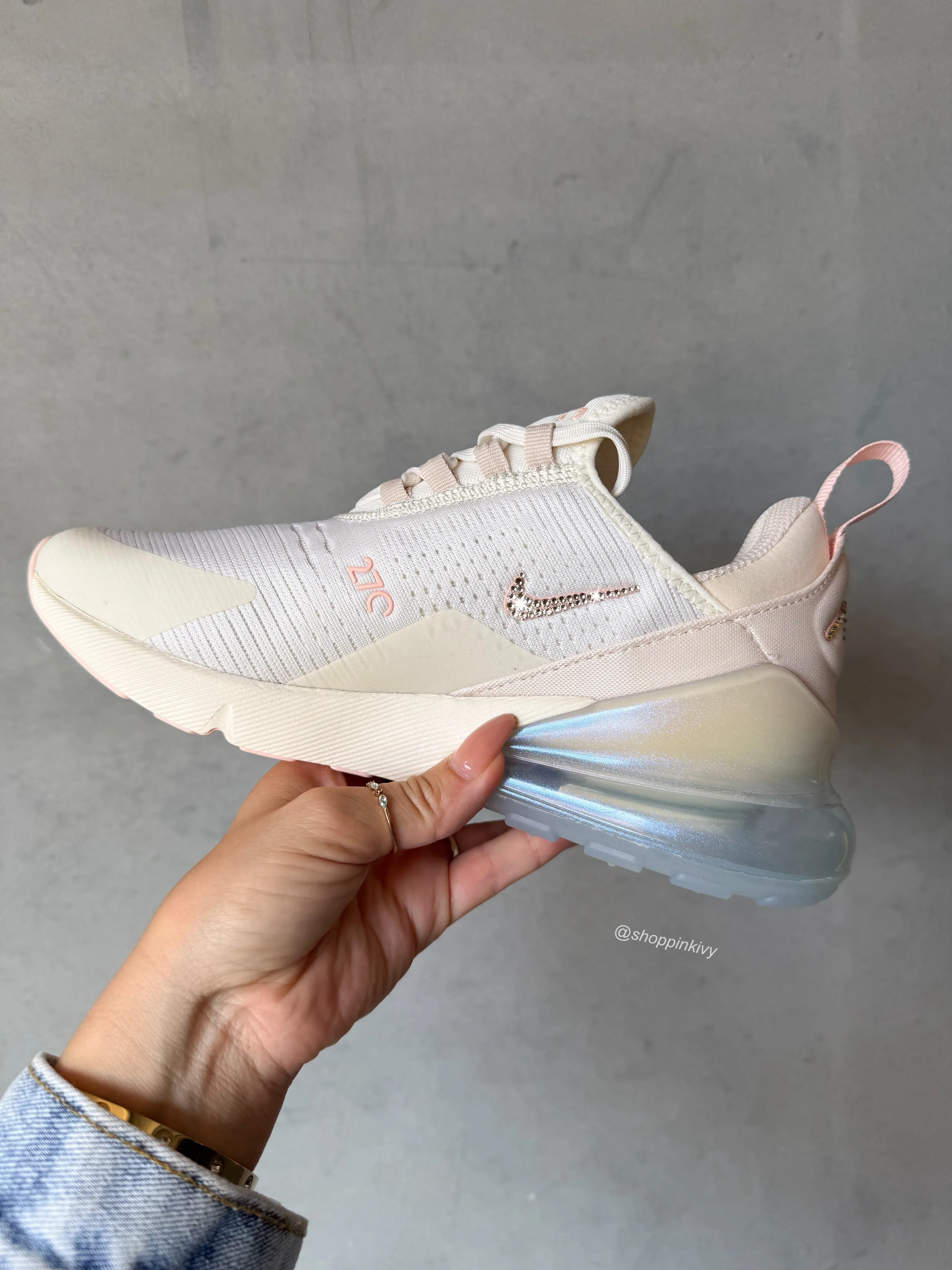 Foot Vent ?NEW?Pearl Shimmer Swarovski Women's Nike Shoes Air Max 270