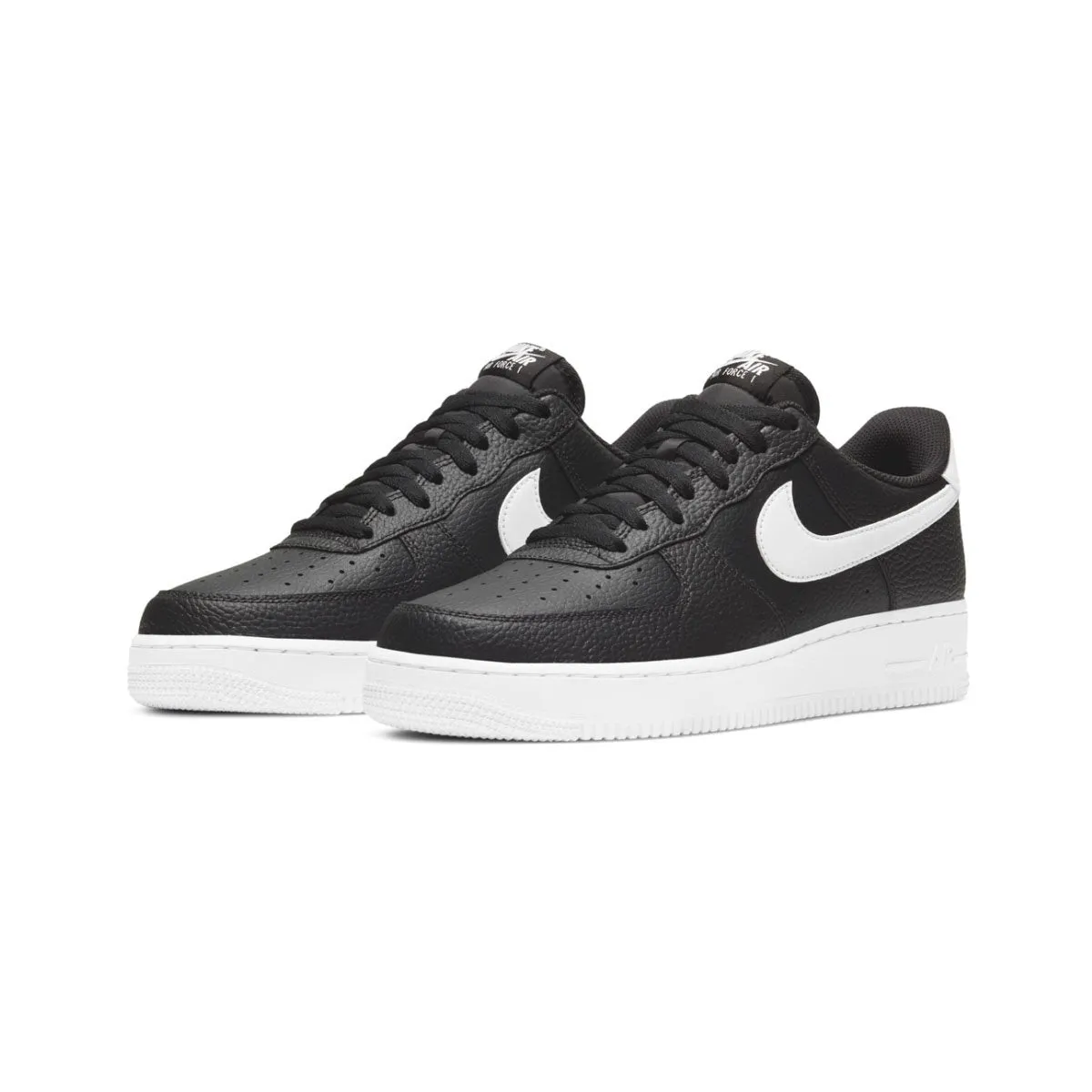 Nike Air Force 1 '07 'Black White Pebbled Leather' Men's Shoes Star Look Slip   Resistant