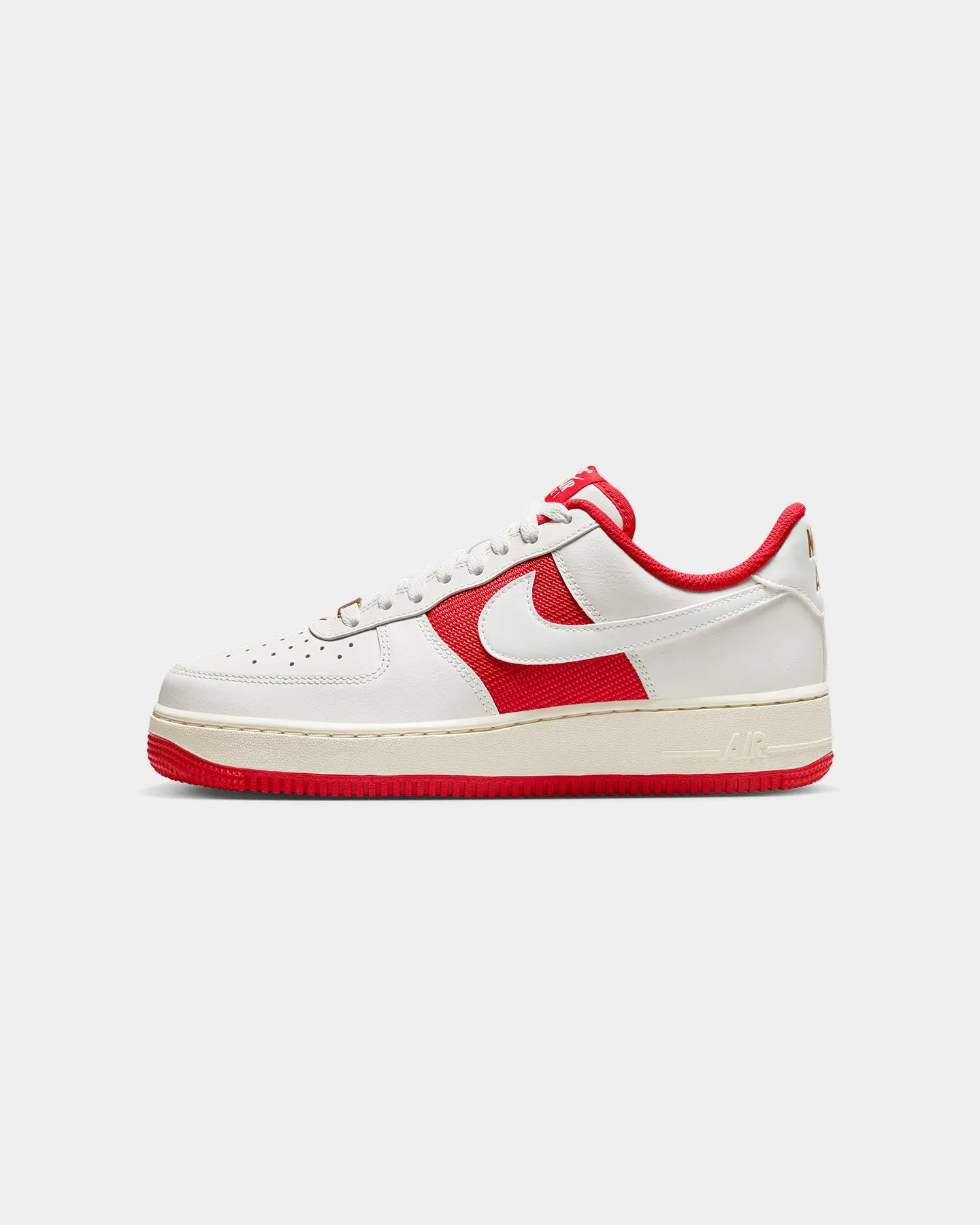 Nike Air Force 1 '07 "Athletic Department" Sail/University Red Ventilated Mesh Sunny Walks Outfit Key