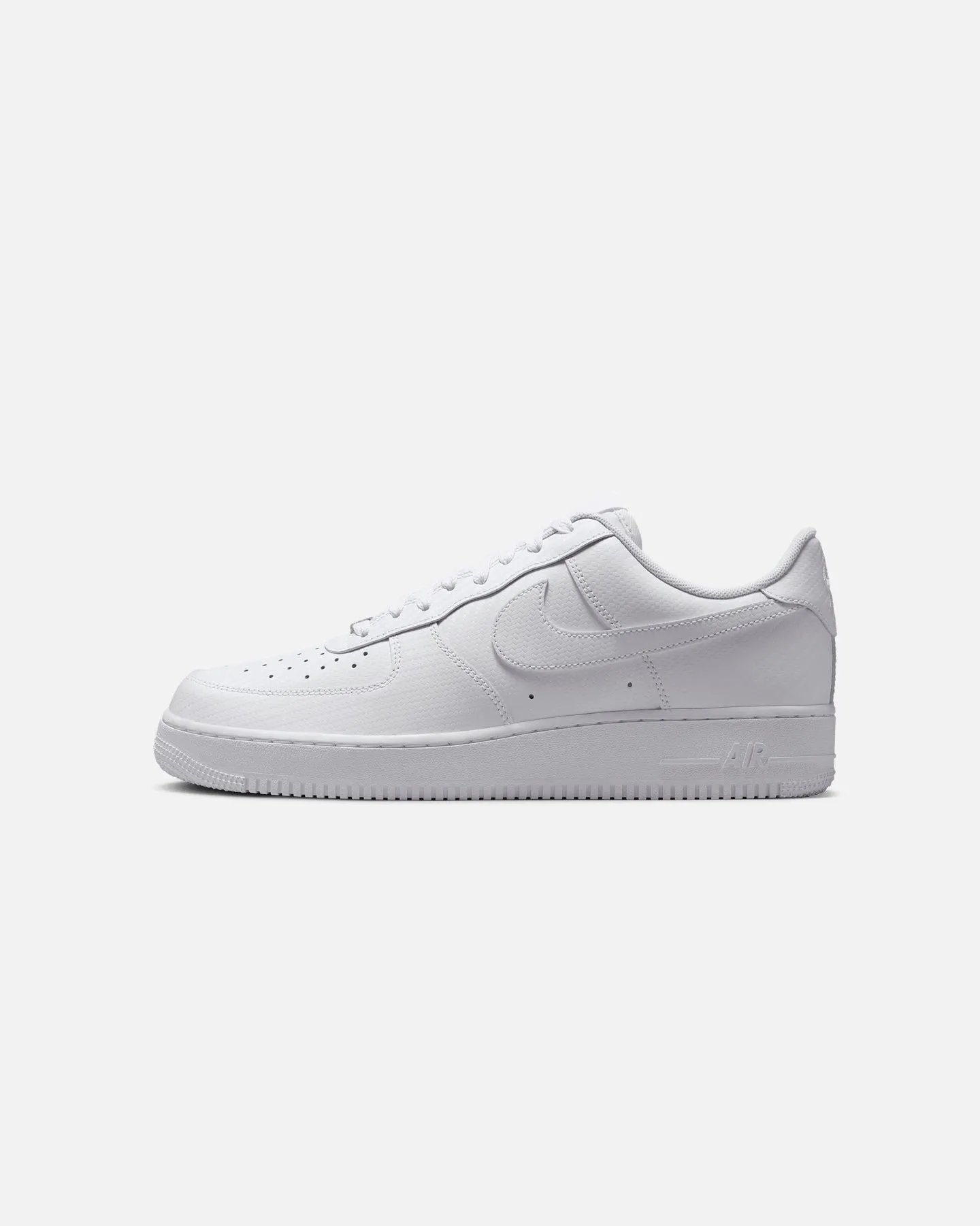 Nike Air Force 1 '07 Texture "Carbon Fibre" White/White Slip Resistant All Weather Street Edge