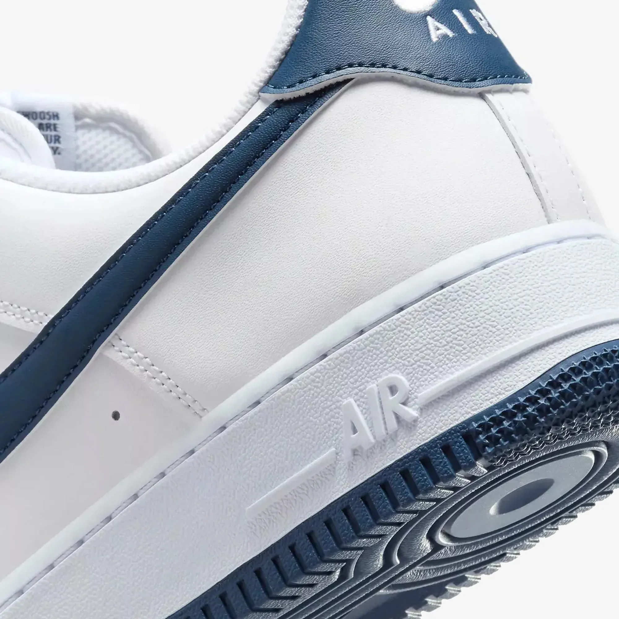 NIKE | AIR FORCE 1 '07 { WHITE/MIDNIGHT NAVY-WHITE Reinforced Achilles Notch