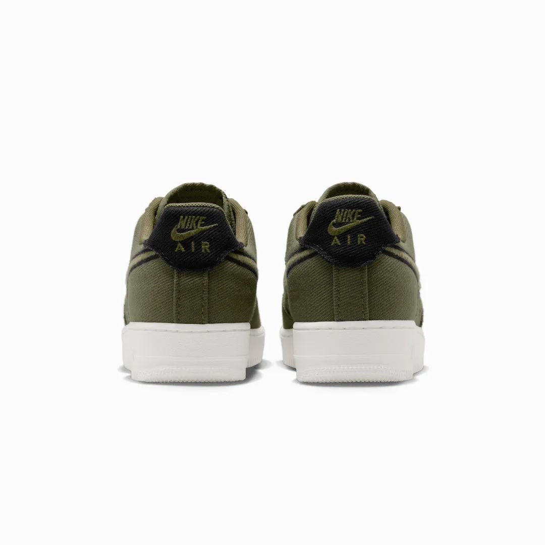NIKE | AIR FORCE 1 LOW CANVAS { ARMY OLIVE/MATTE OLIVE-PHANTOM-BLACK MinimalistDesign Gusseted Tongue