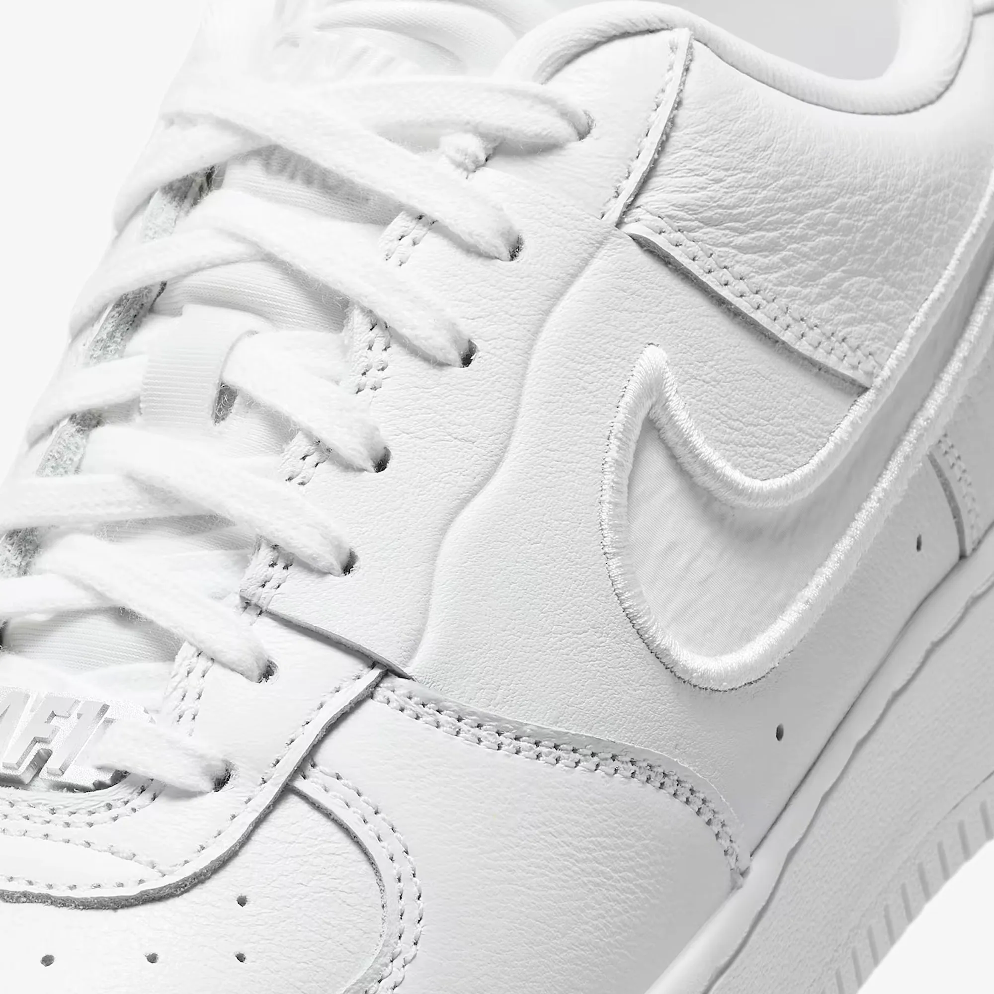NIKE | AIR FORCE 1 LOW DANCE { WHITE/WHITE-WHITE-METALLIC SILVER Textured Upper Elastic tongue
