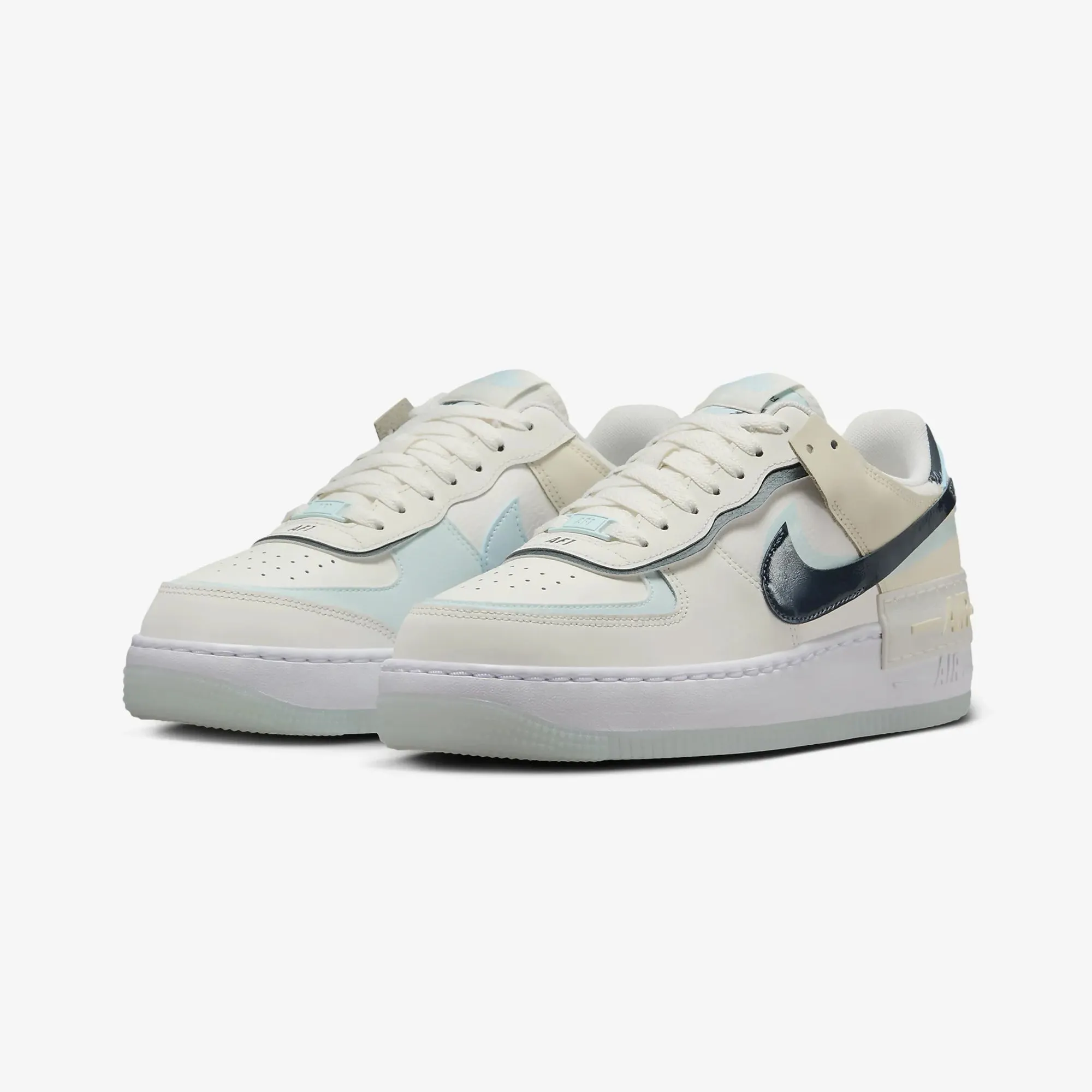 NIKE | AIR FORCE 1 SHADOW { SAIL/ARMORY NAVY-GLACIER BLUE Breathable Tongue Construction