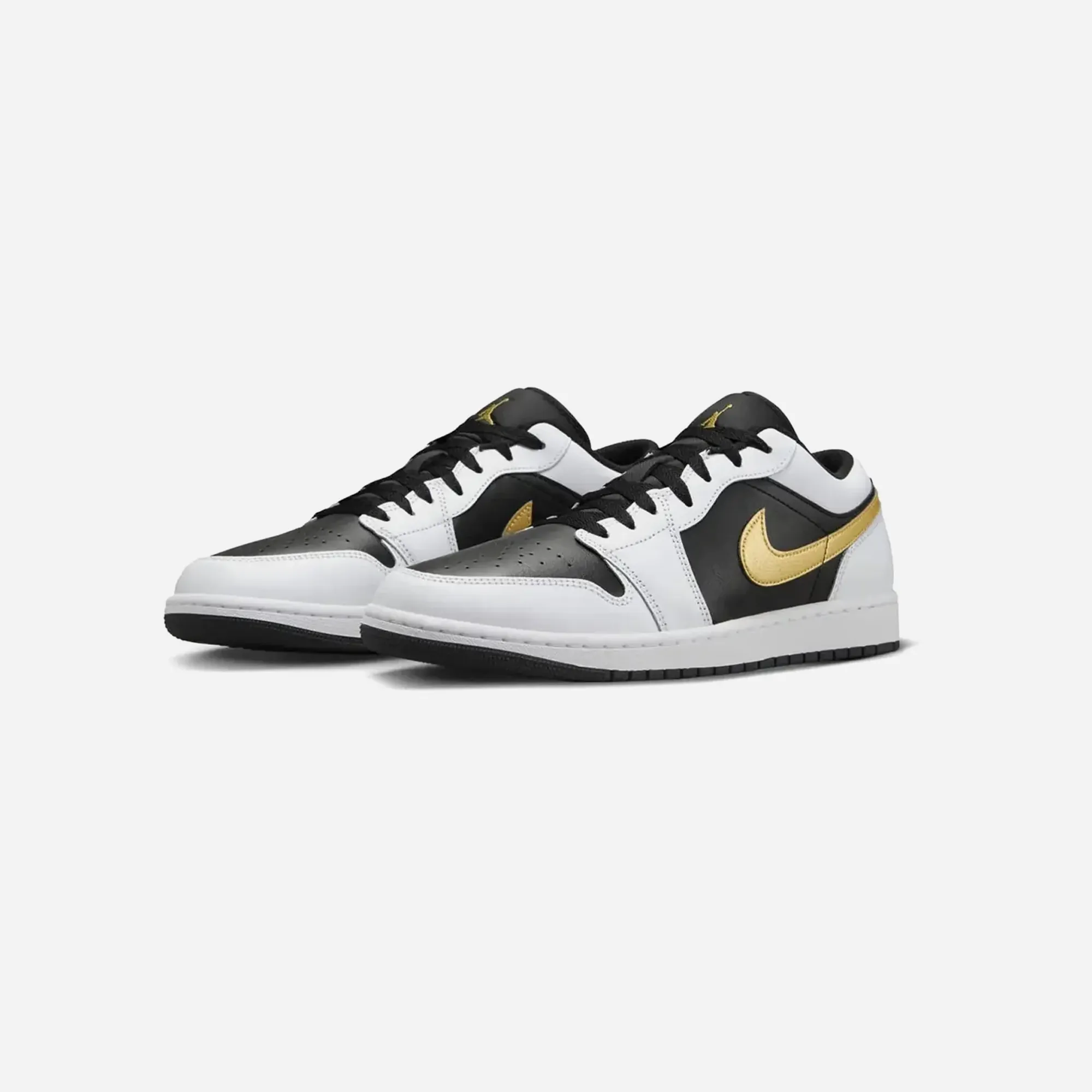 Flexible Midsole Nike Air Jordan 1 Low White Black Metallic Gold Swoosh