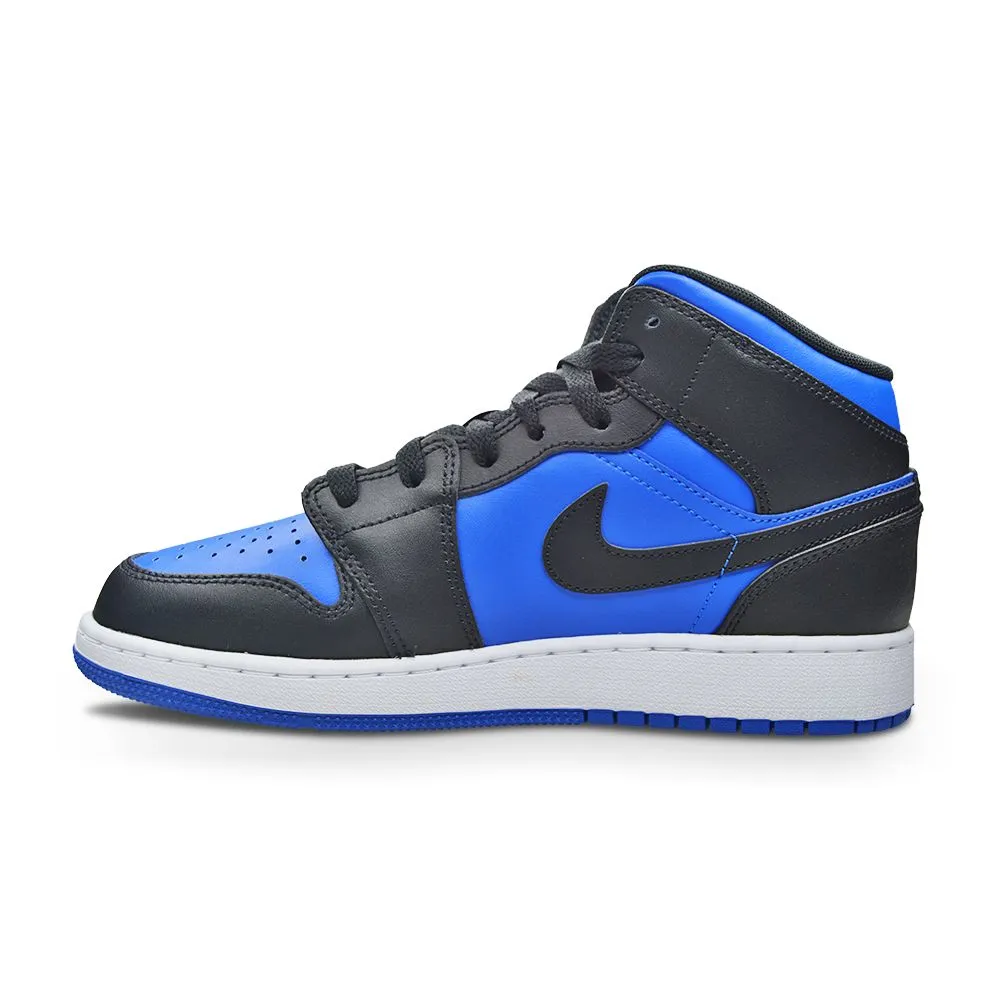 Nike Air Jordan 1 Mid "Varsity Royal' (GS) DQ842 042 Black Royal Blue Drop In Midsole Multi Layer Midsole Stack