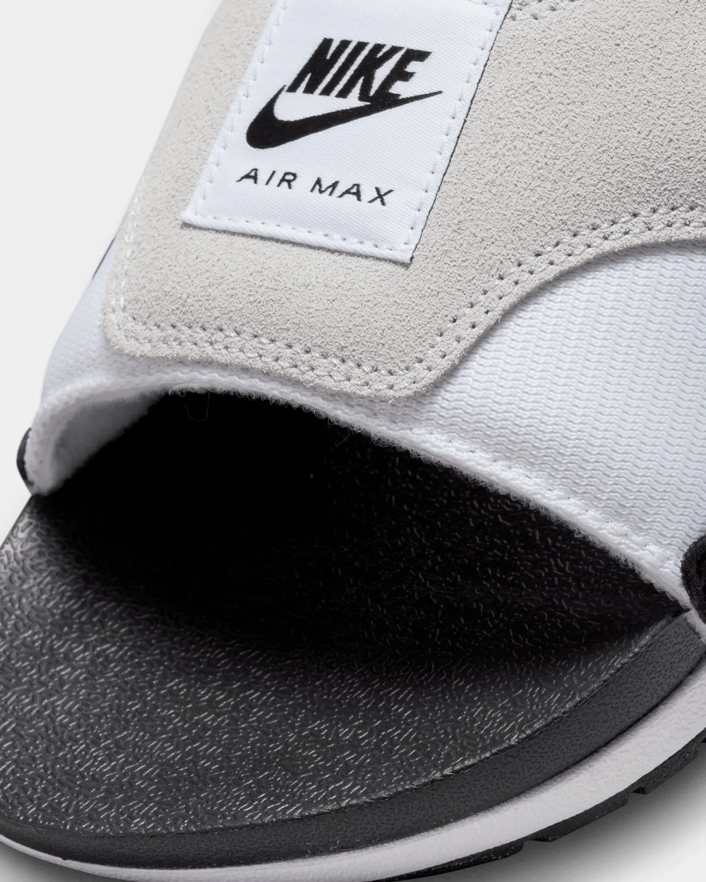 Breathable Road Trip Skin Soft Nike Air Max 1 Slides White/Black/Light Neutral Grey