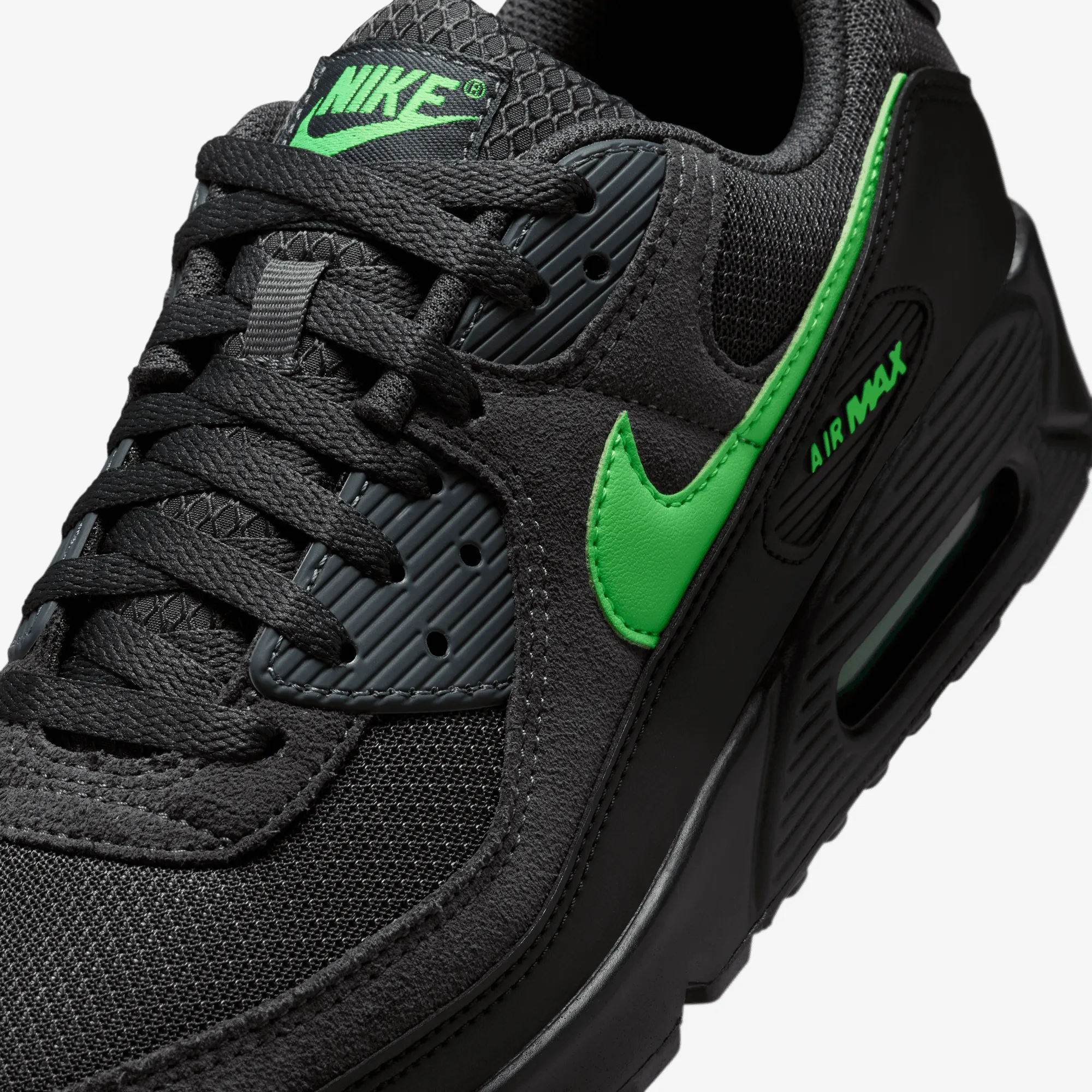Nike | AIR MAX 90 { ANTHRACITE/GREEN STRIKE-BLACK Reflective