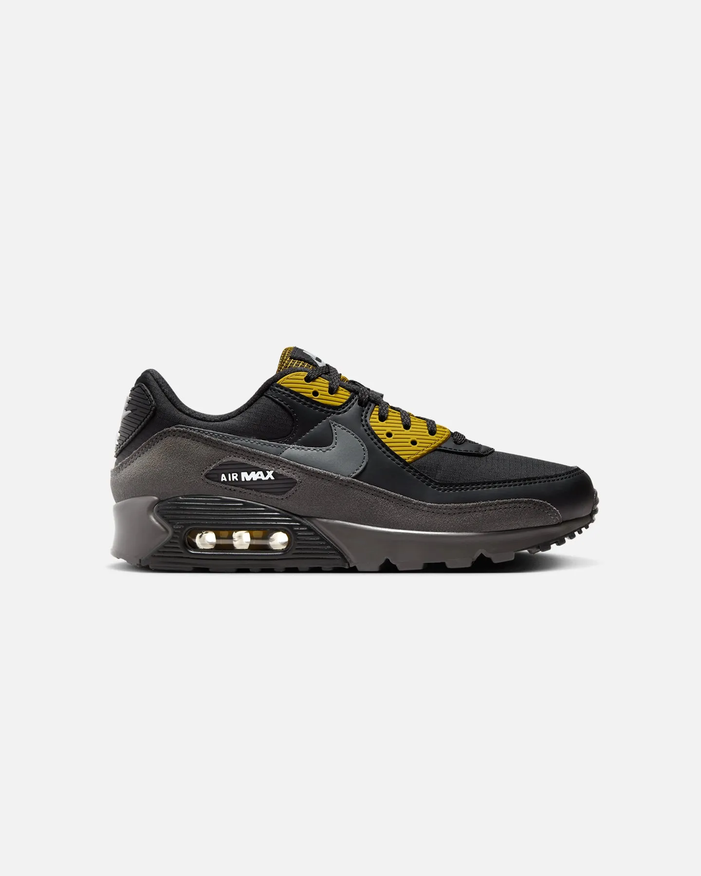 Nike Air Max 90 EWT Black/Medium Ash Ultra Light Airport Travel Fashion Glow