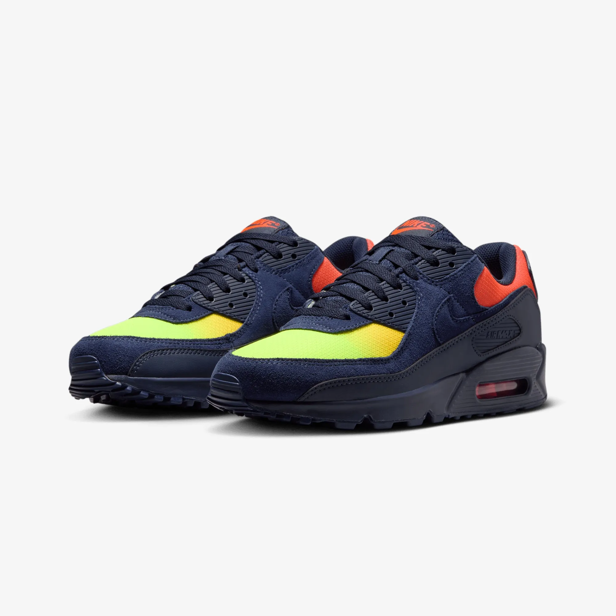 Nike | AIR MAX 90 { LEMON VENOM/BLACKENED BLUE-HYPER CRIMSON Comfortable fit