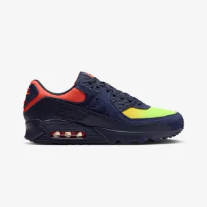 Nike | AIR MAX 90 { LEMON VENOM/BLACKENED BLUE-HYPER CRIMSON Balanced Cushioning