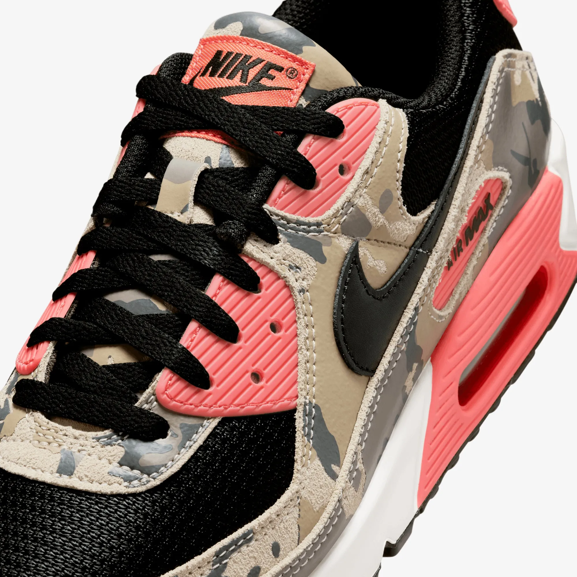 Stable platform Grounded Footbed Nike | AIR MAX 90 { LT KHAKI/BLACK-MAGIC EMBER-MINK BROWN