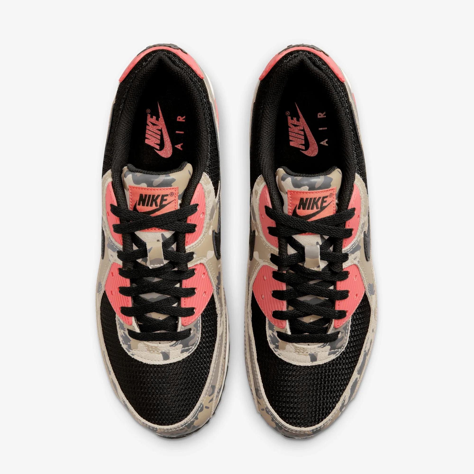 Nike | AIR MAX 90 { LT KHAKI/BLACK-MAGIC EMBER-MINK BROWN Elastic Collar Padding