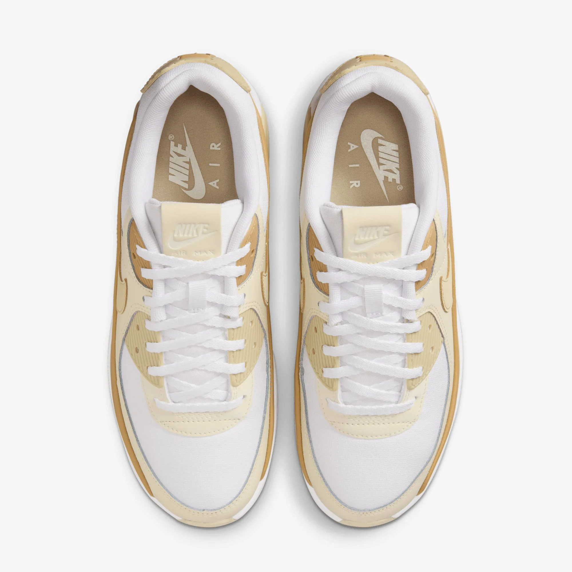 Nike | AIR MAX 90 LV8 { WHITE/TEAM GOLD-CLUB GOLD-COCONUT MILK Structured shock absorption