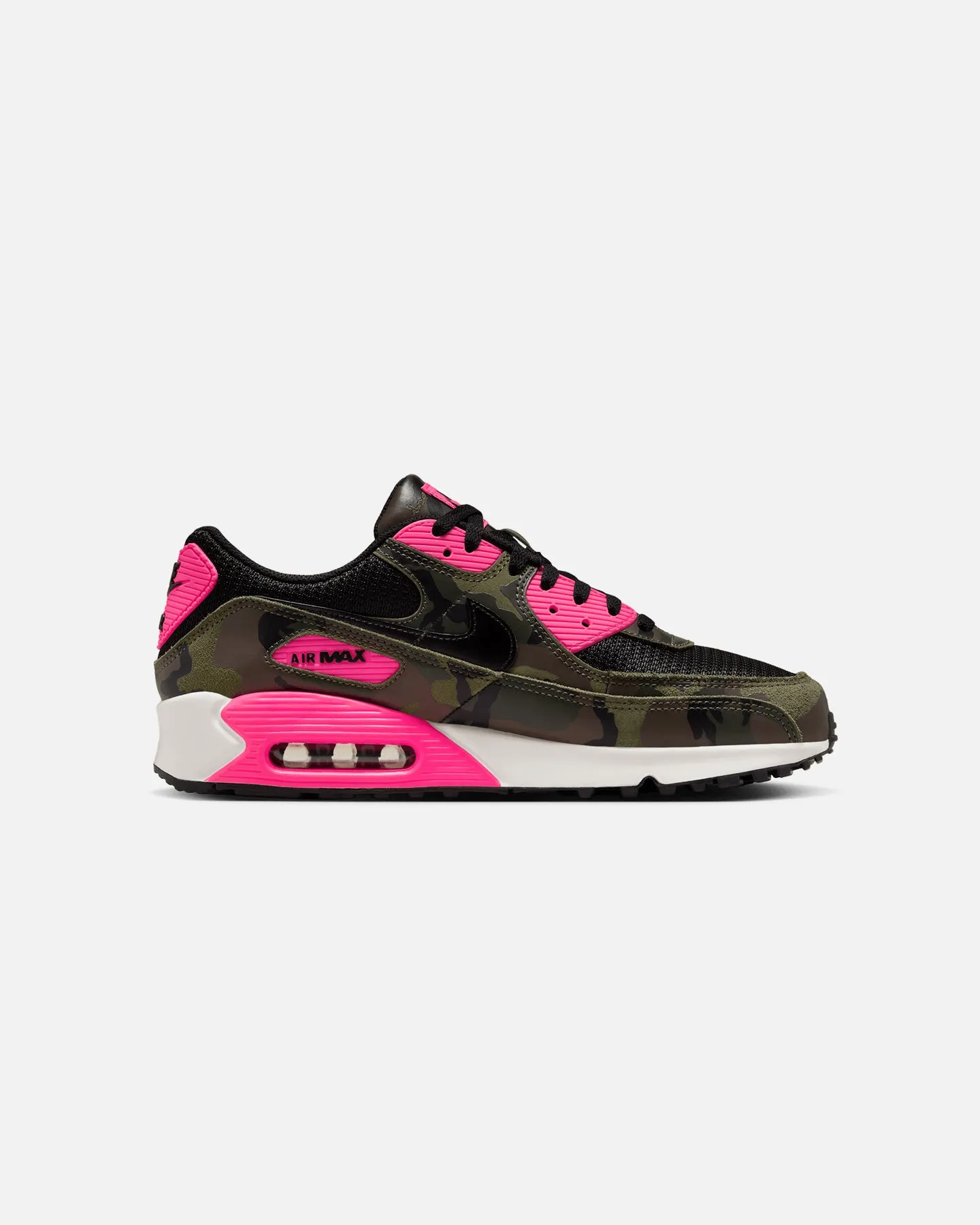 Moisture wicking Comfort Cushion Nike Air Max 90 Premium "Camo" Camo-Sequaia/Black/Hyper Pink