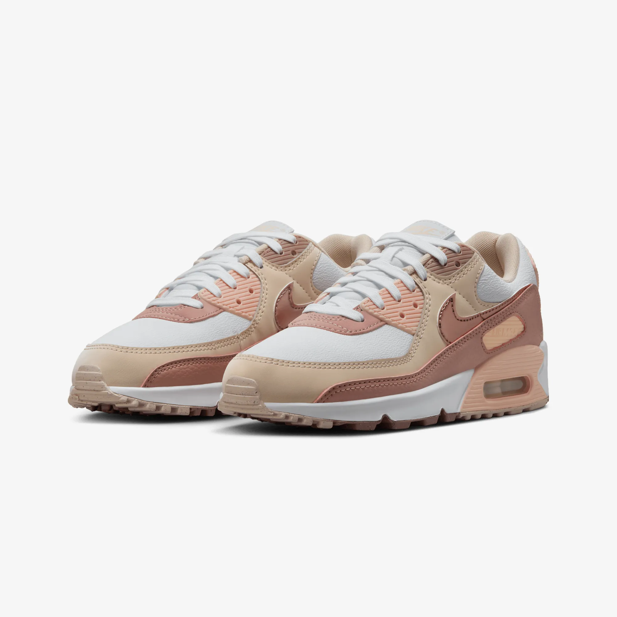 Nike | AIR MAX 90 { WHITE/PARTICLE PINK-WASHED CORAL Flex Notch Padded Design